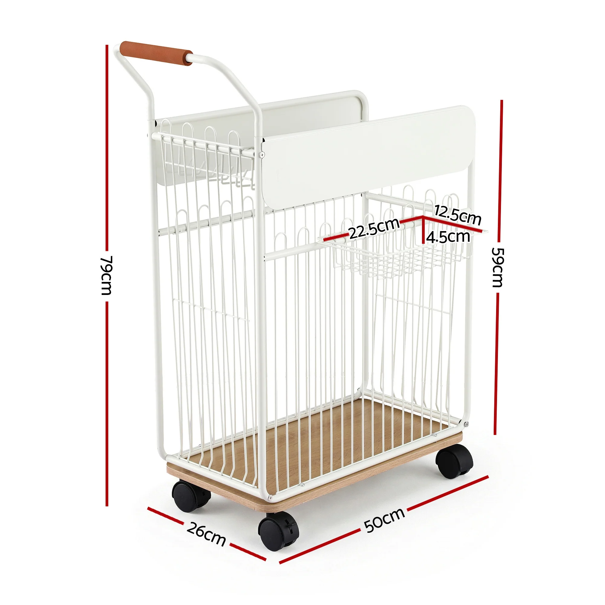 Everfit Yoga Mat Storage Rack Mobile Holder with Wheels Basket Home Gym Storage Organizer White - Image 3