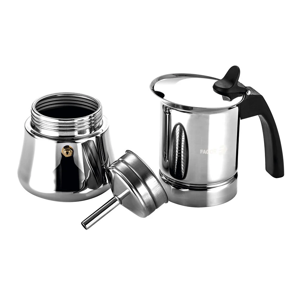 Fagor Etnica Stainless Steel 6 Cups Espresso Coffee Maker Moka Pot Silver - Image 4