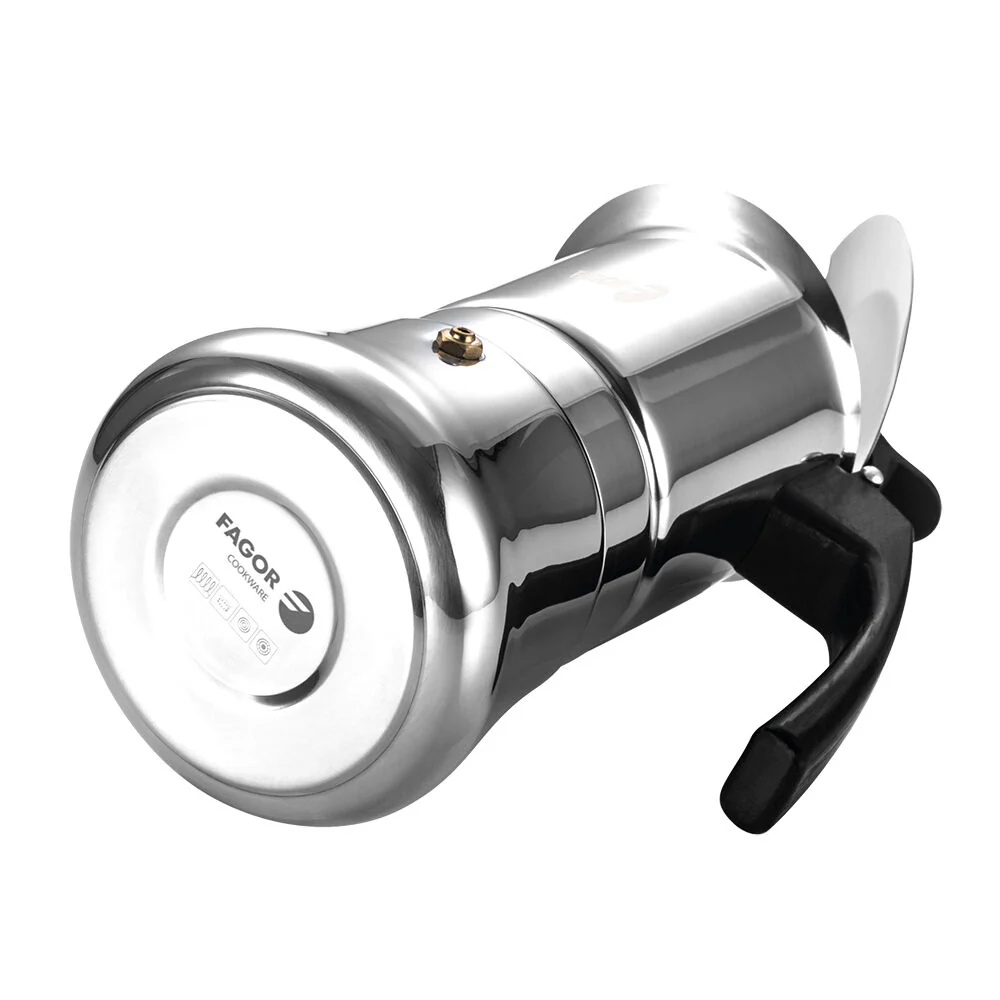 Fagor Etnica Stainless Steel 6 Cups Espresso Coffee Maker Moka Pot Silver - Image 5