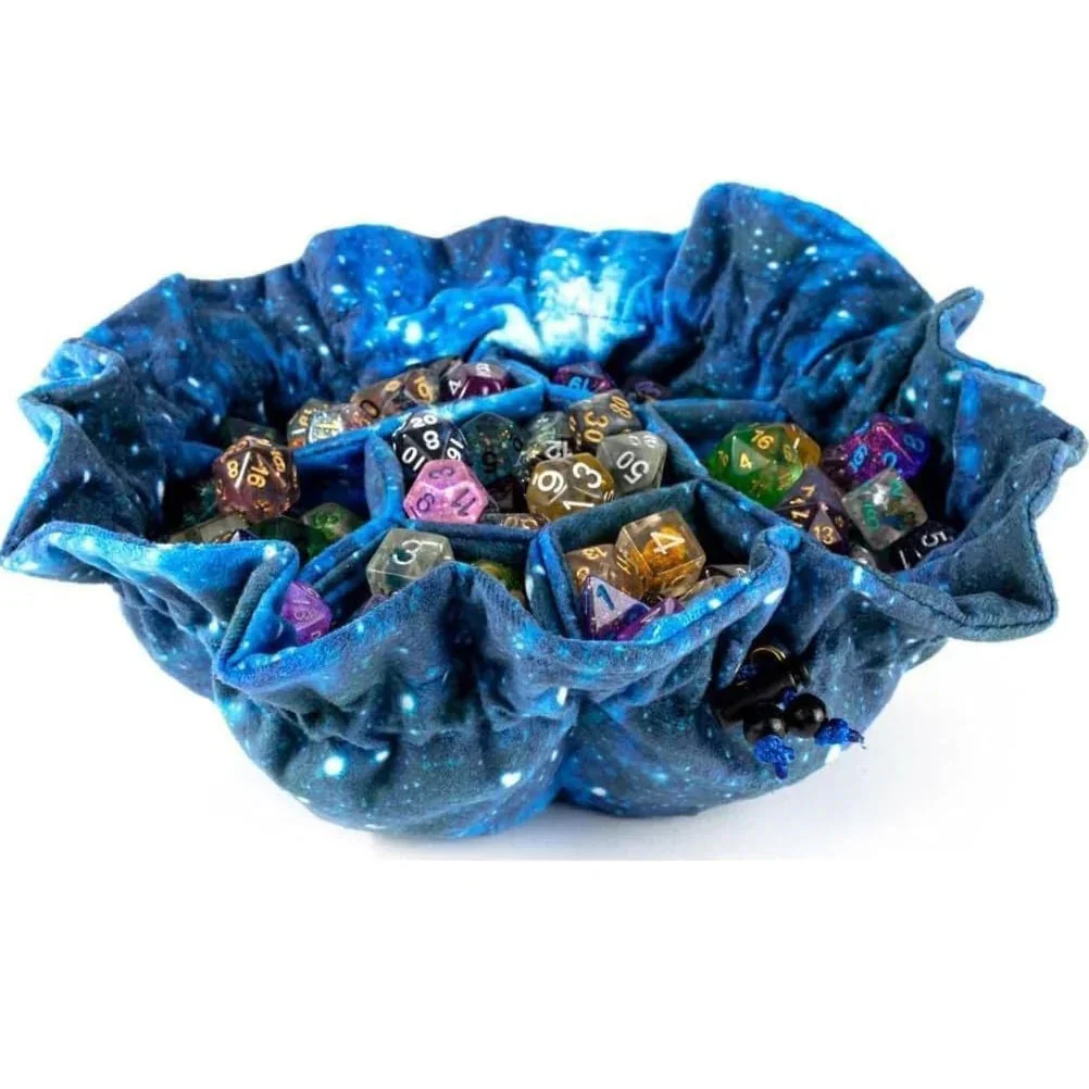 Fanroll By Metallic Dice Games Metallic Dice Games Velvet Compartment Dice Bag with Pockets Galaxy Blue - Image 2
