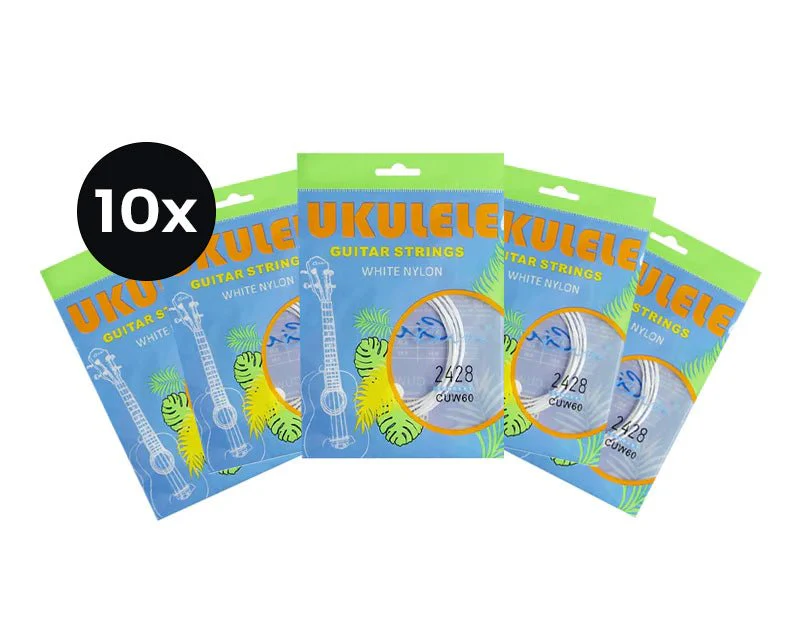 Freedom 10 Pack Ukulele Strings White Nylon AECG Guitar CUW60 - Image 2