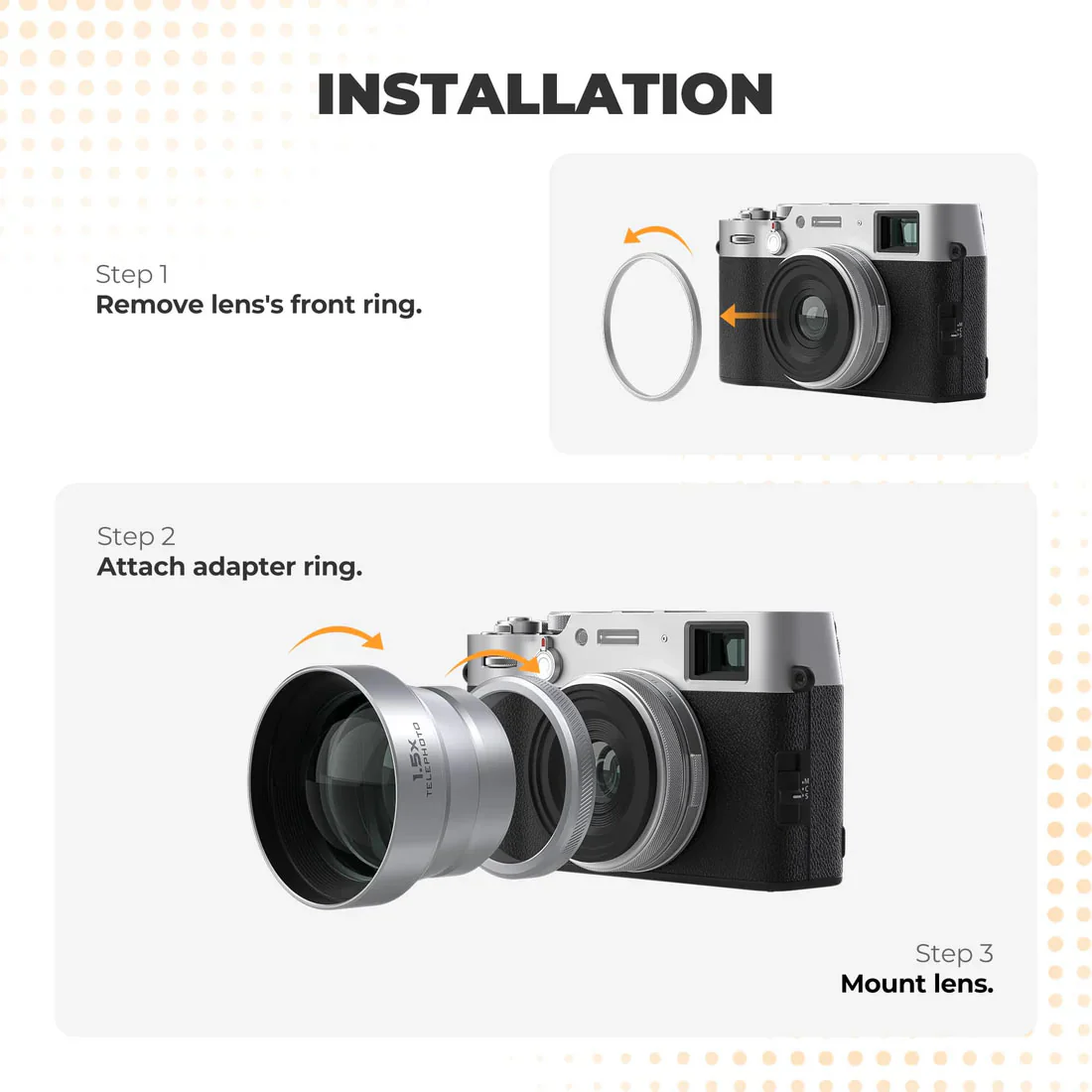 Freewell 1.5X Telephoto Lens for FUJI X100VI X100V (Black) - Image 5