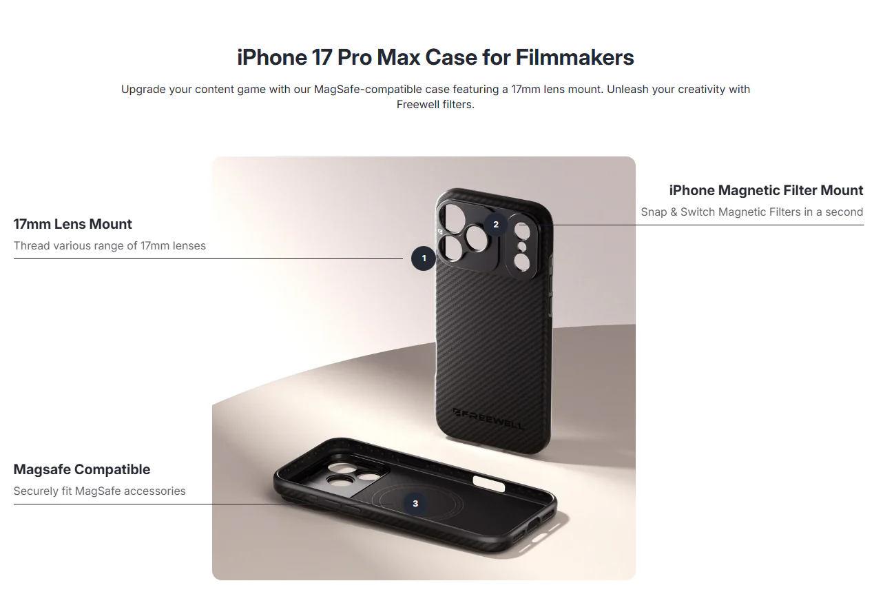 Freewell Filmmaker Case with 17mm Mount for iPhone 17 Pro Max - Image 4