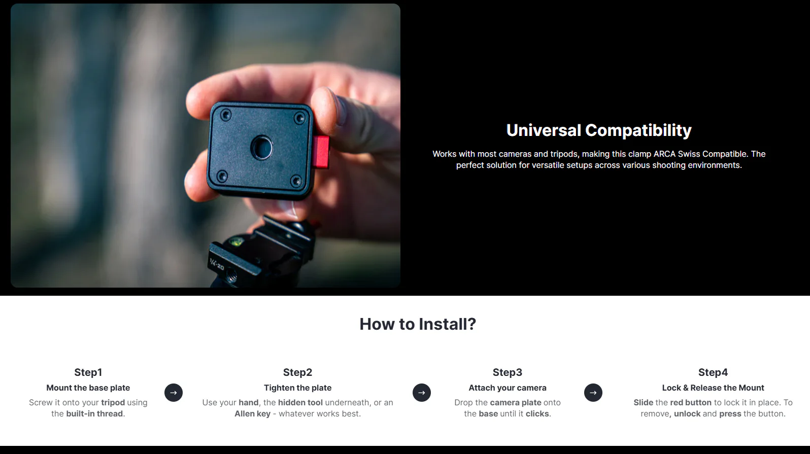 Freewell Quick-Release Camera Clamp for Tripod - Image 5