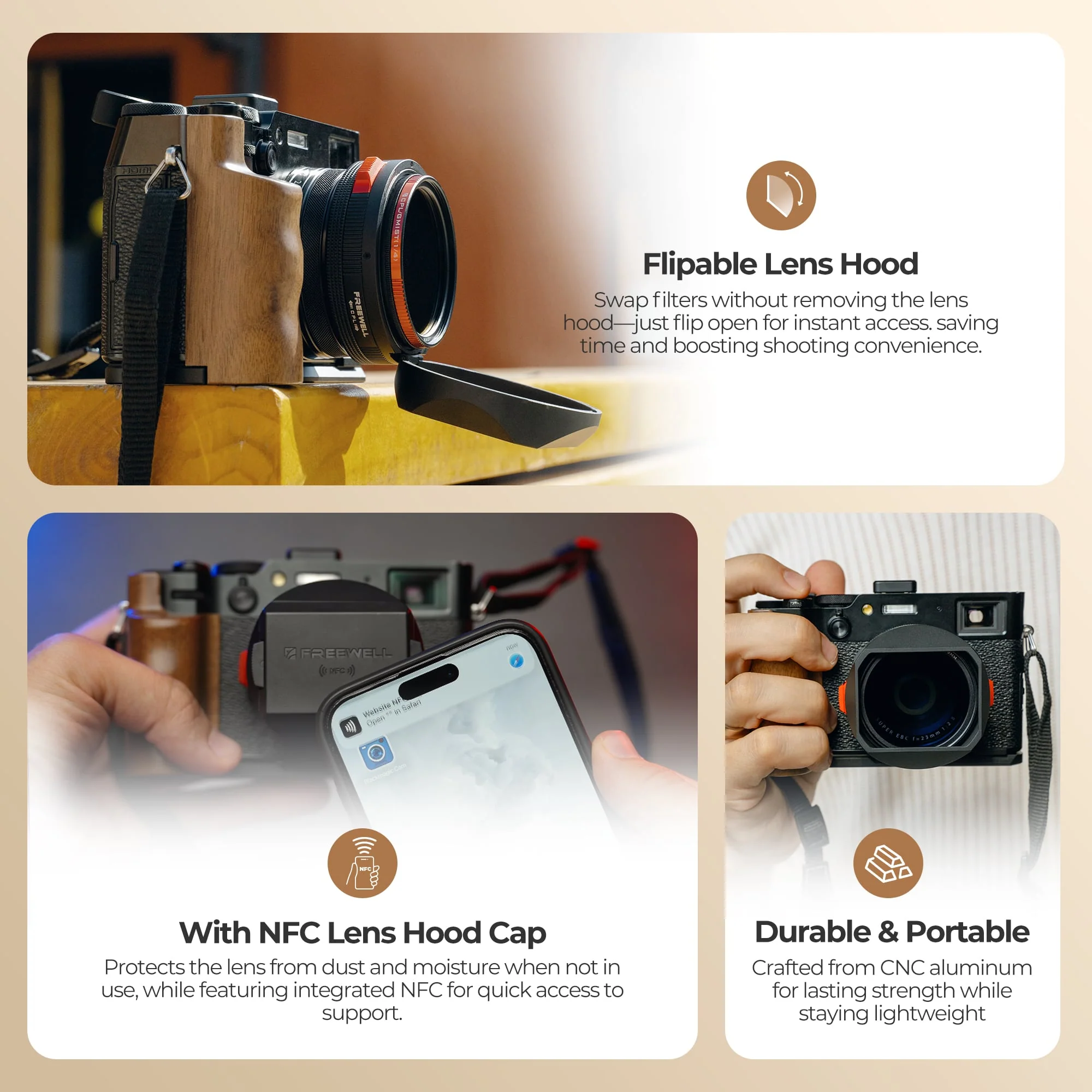 Freewell Real Lens Hood for Fuji X100 Series (Black) - Image 5