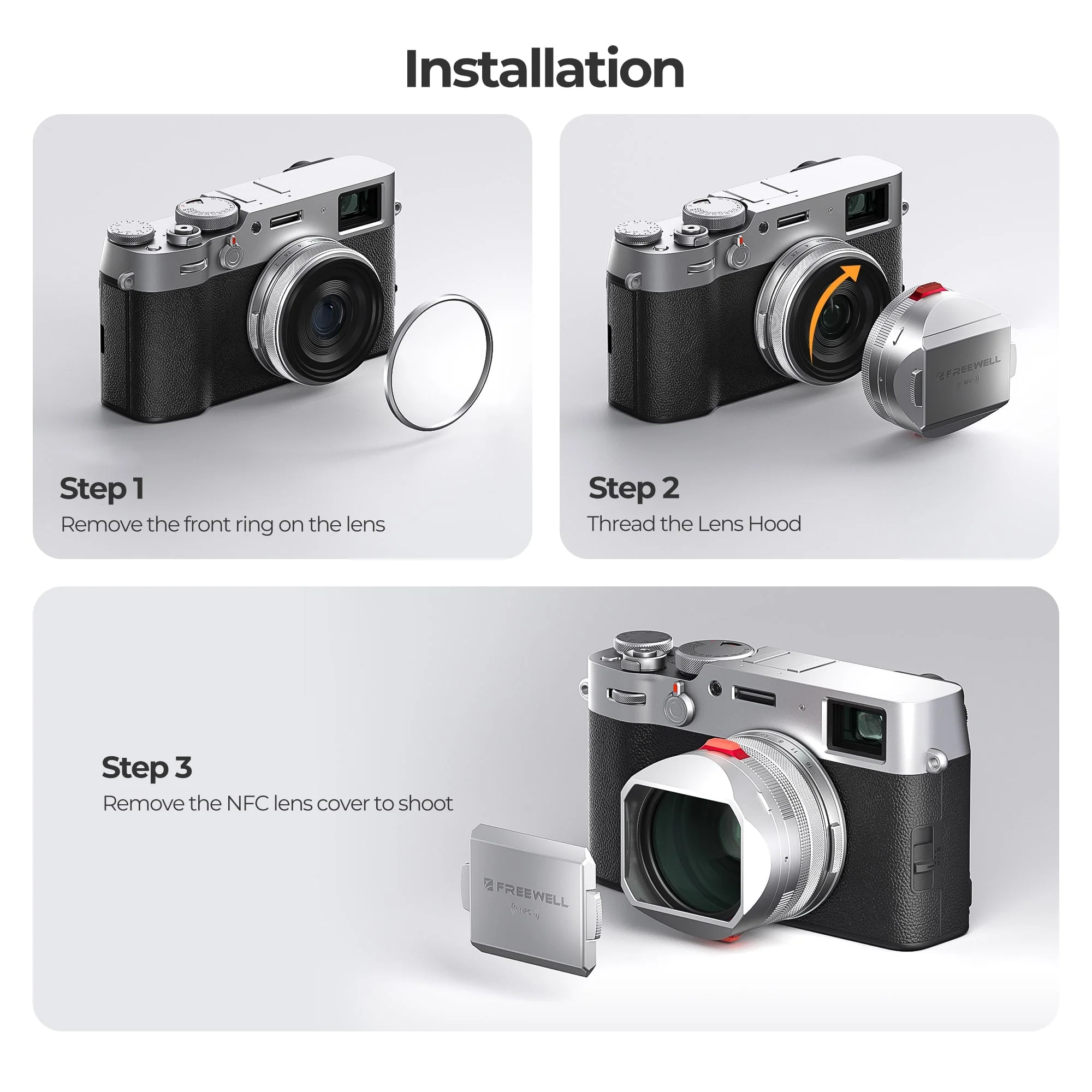 Freewell Real Lens Hood for Fuji X100 Series (Silver) - Image 6