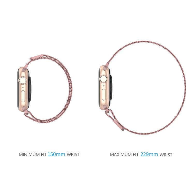 Friendie Melbourne Collection Milanese Mesh Band for Apple Watch 7/8/9/10/11/SE  (Rose) [Small] 38/39/40/41/42mm - Image 6