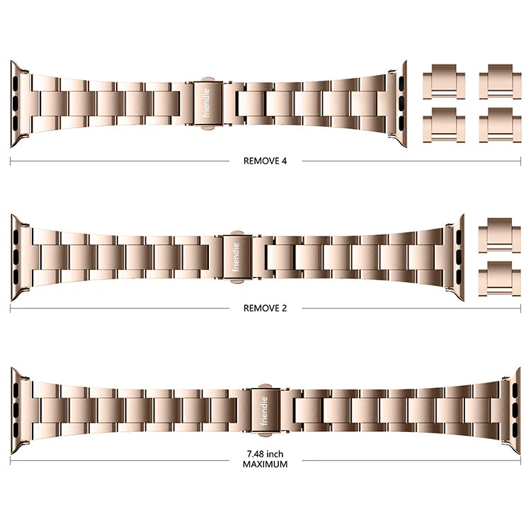 Friendie Sydney Collection Steel Link Band for Apple Watch 7/8/9/10/11/SE  (Rose) [Large] [42/44/45/46mm Ultra 49mm - Image 6