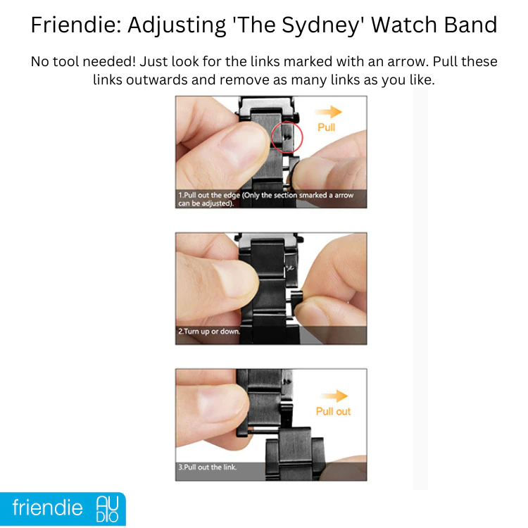 Friendie Sydney Steel Link Band for Apple Watch - Black (Large) - Image 7