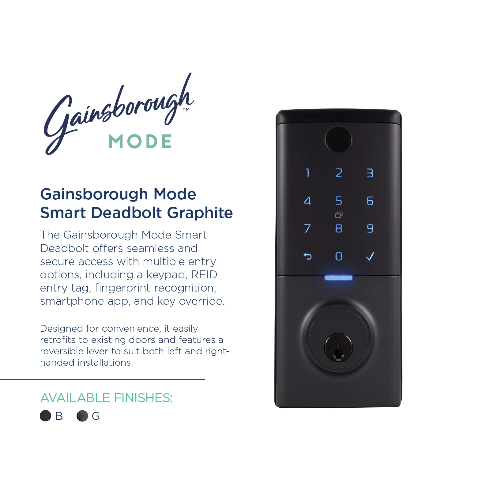 Gainsborough Mode Smart Entrance Deadbolt (Graphite) - Image 2