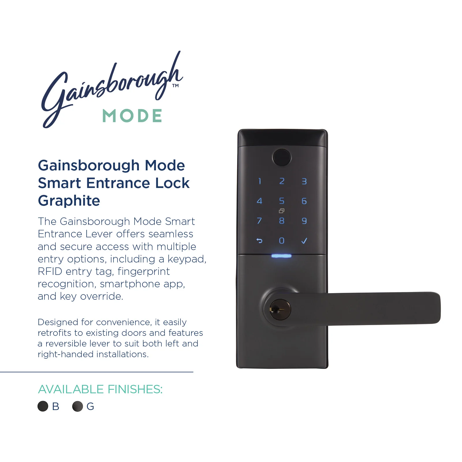 Gainsborough Mode Smart Entrance Lever (Graphite) - Image 2