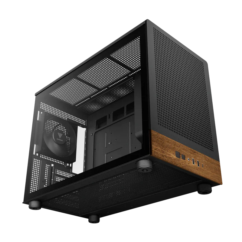 Gamdias ATHENA M4M M-ATX PC Case Tempered Glass Wood Design 3 PWM Fans - Image 3