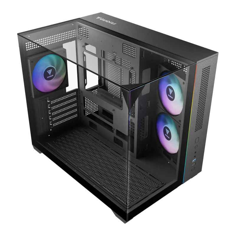 Gamdias ATLAS M3M M-ATX PC Case Tempered Glass with 3 ARGB Fans - Image 3