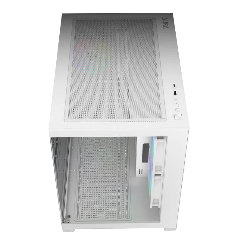 Gamdias AURA GC10M V2 M-ATX PC Case Tempered Glass with 3 ARGB Fans (White) - Image 3
