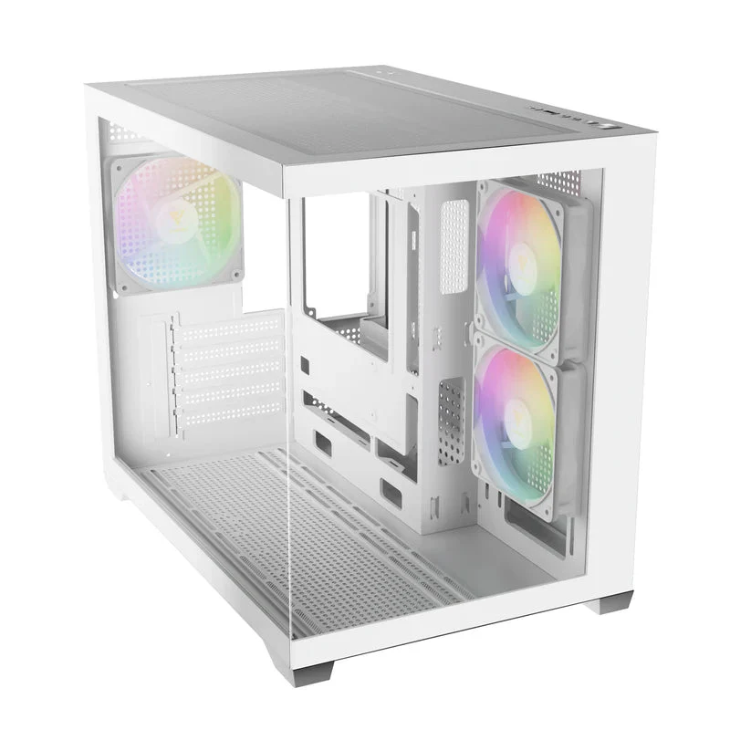 Gamdias AURA GC10M V2 M-ATX PC Case Tempered Glass with 3 ARGB Fans (White) - Image 5