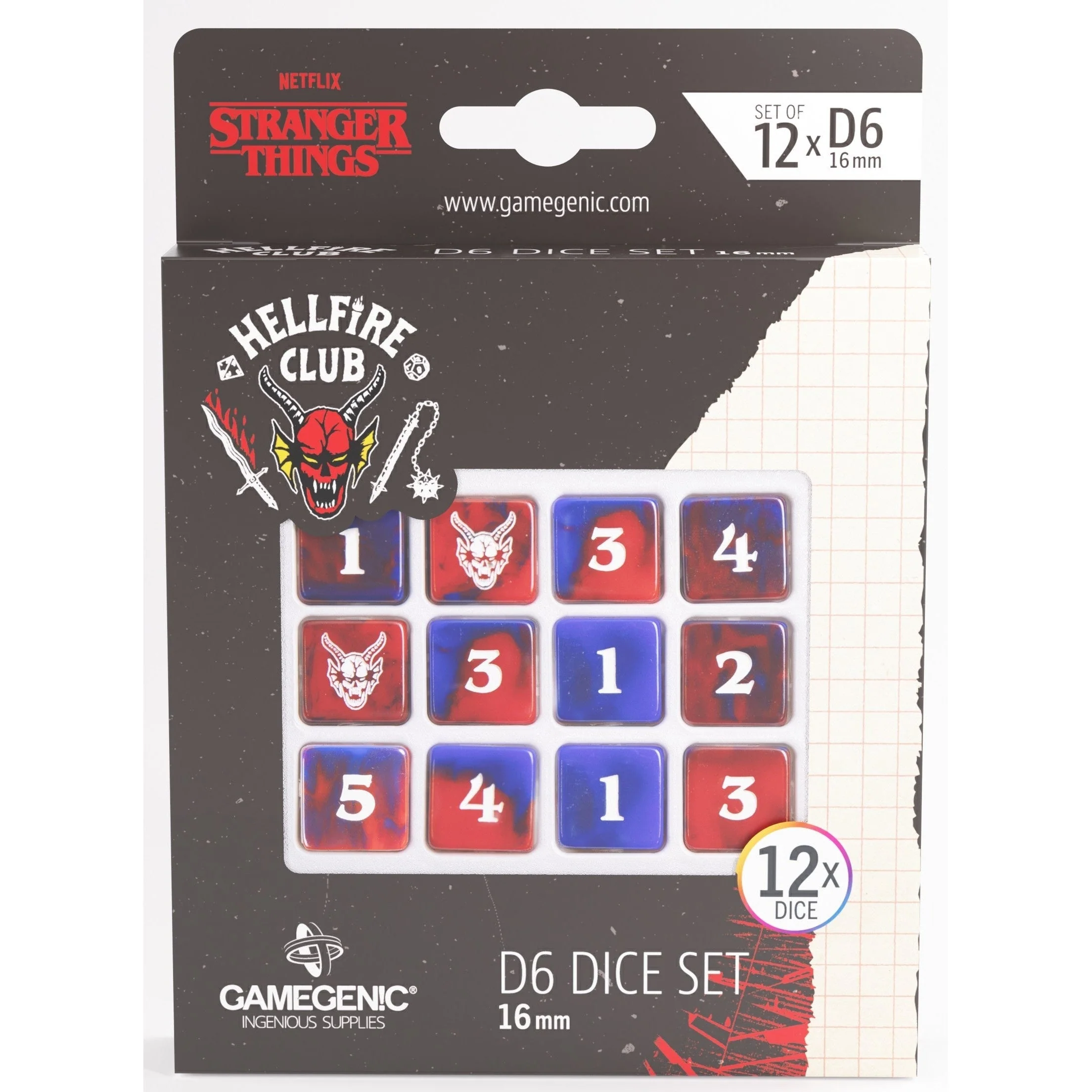 Gamegenic Stranger Things - Hellfire Club D6 Dice Set 12x - 16mm - Image 2
