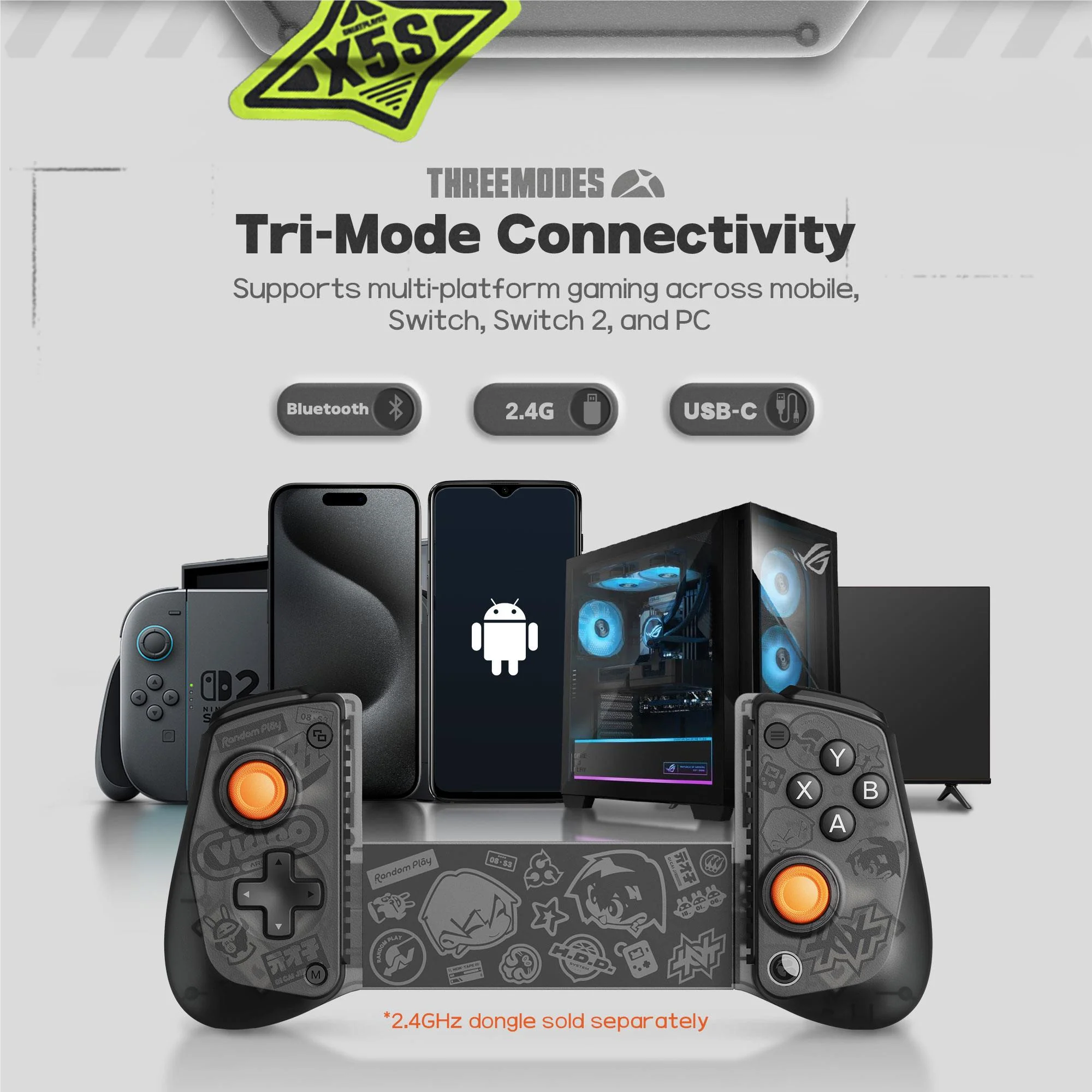 GameSir X5s Zenless Zone Zero Edition Wireless Mobile Controller (Phantom Black) - Image 6