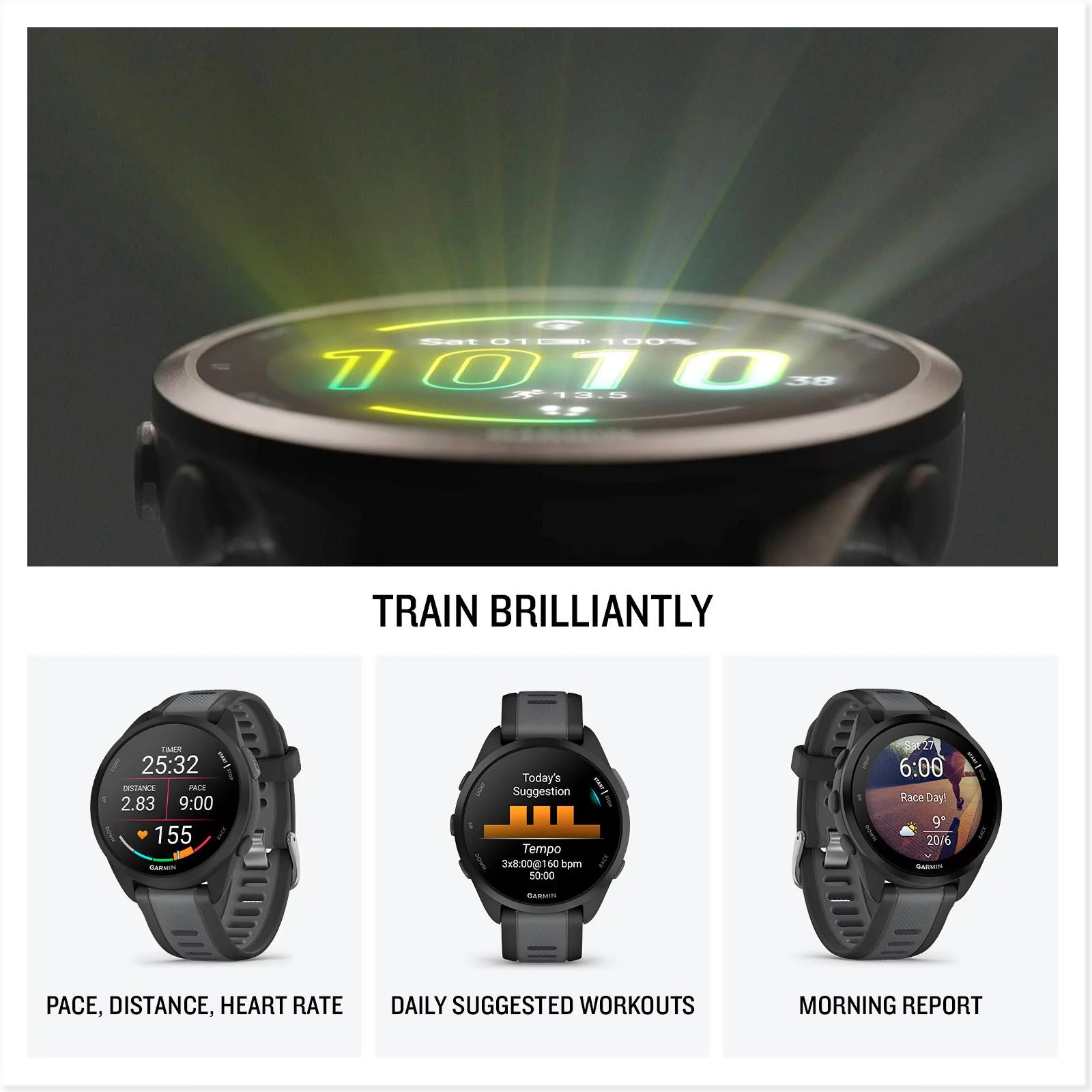 Garmin Forerunner 165 Smart Watch (Black/Slate Grey) - Image 2