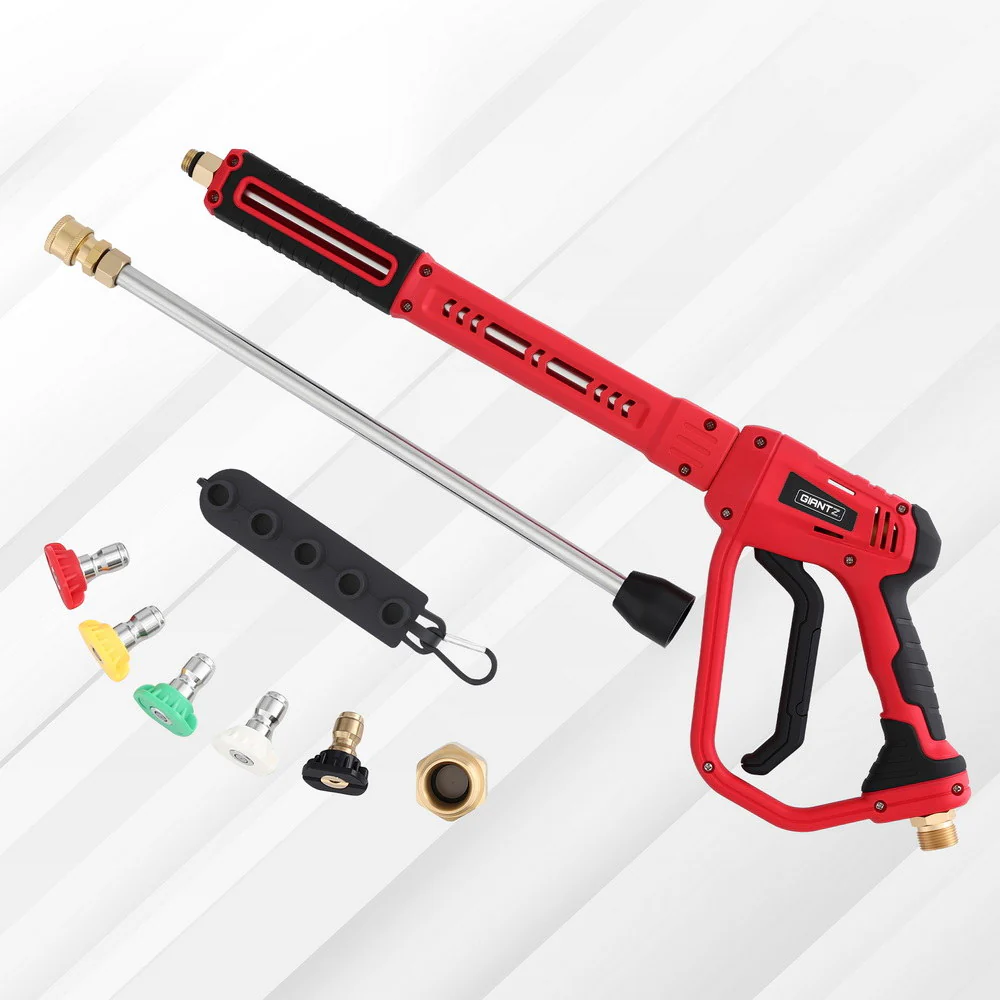 Giantz Pressure Washer Gun Short Trigger 4000PSI M22-14 1/4 Inch 5 Nozzles Red - Image 2