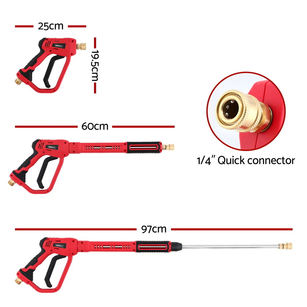 Giantz Pressure Washer Gun Short Trigger 4000PSI M22-14 1/4 Inch 5 Nozzles Red - Image 3
