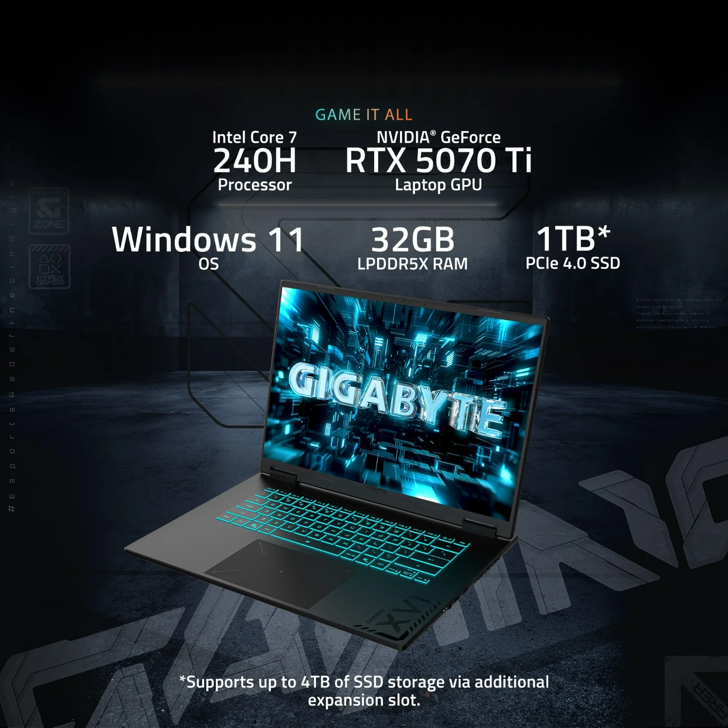 GIGABYTE A16 PRO | RTX 5070Ti | Intel Core7 240H | Gaming Laptop - Image 2