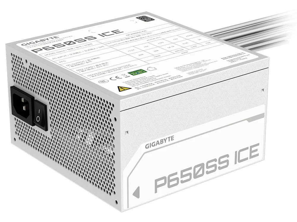 GIGABYTE GP-P650SS ICE 650W 80+ Silver ATX 3.0 Power Supply - White - Image 4