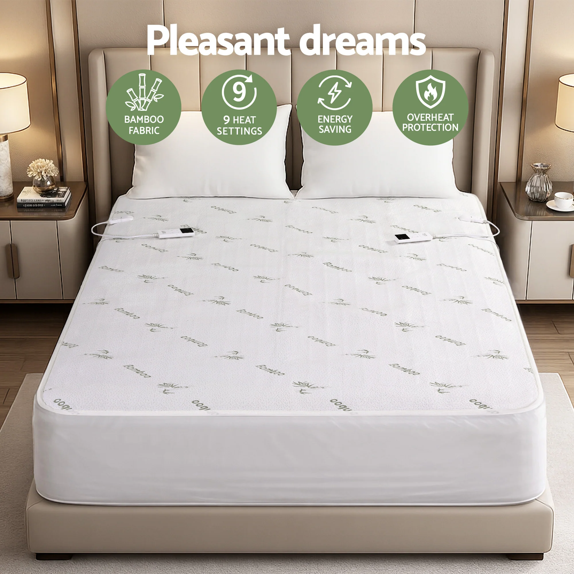 Giselle Electric Blanket Bamboo Fabric King Fitted Heated Pad Underlay Washable Winter - Image 5