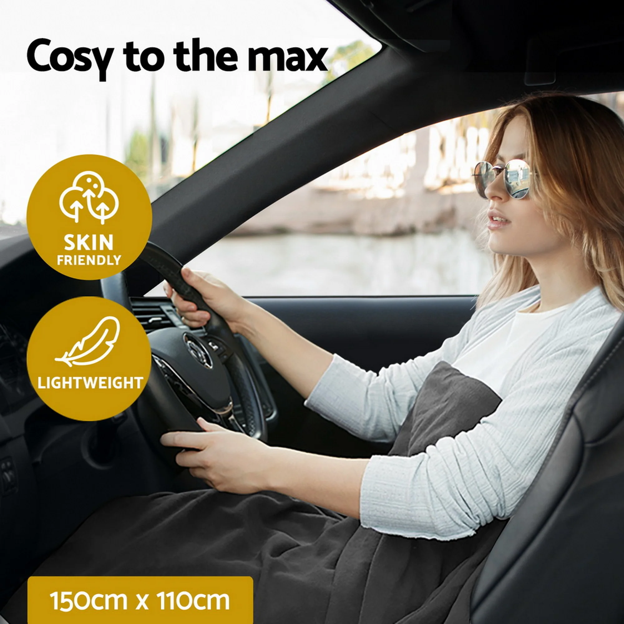 Giselle Electric Heated Blanket Car Throw Rug (Grey) - Image 5