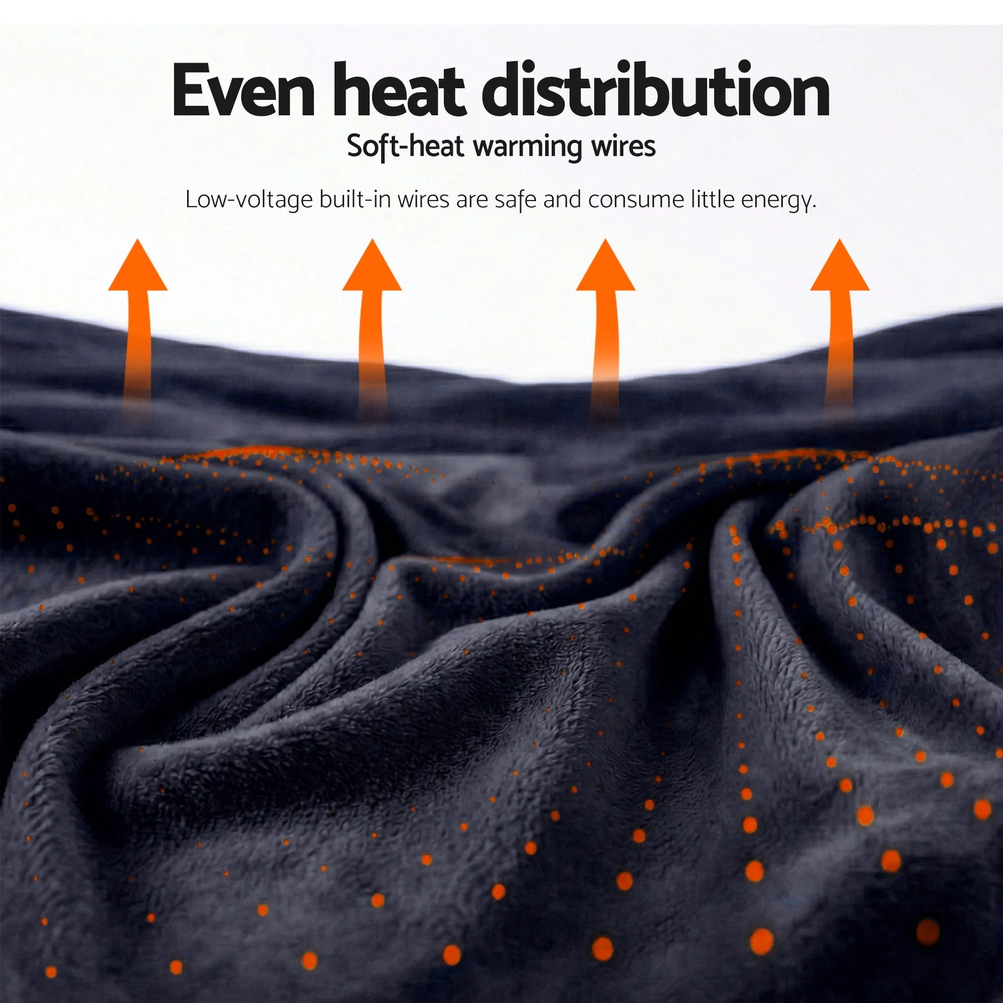 Giselle Electric Throw Rug Double Size 200x180cm Coral Fleece Heated Blanket (Charcoal) - Image 8