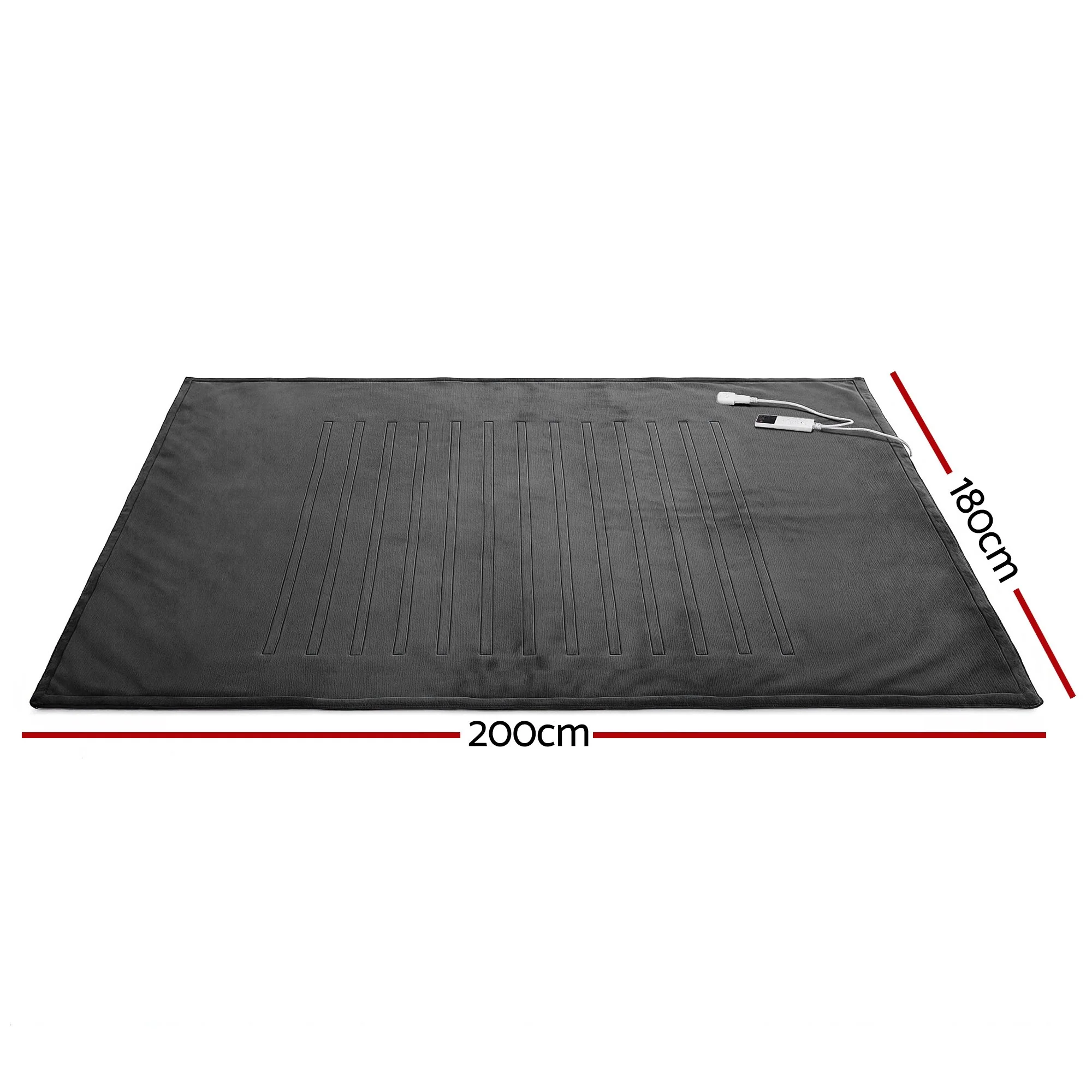 Giselle Electric Throw Rug Double Size 200x180cm Coral Fleece Heated Blanket (Grey) - Image 3
