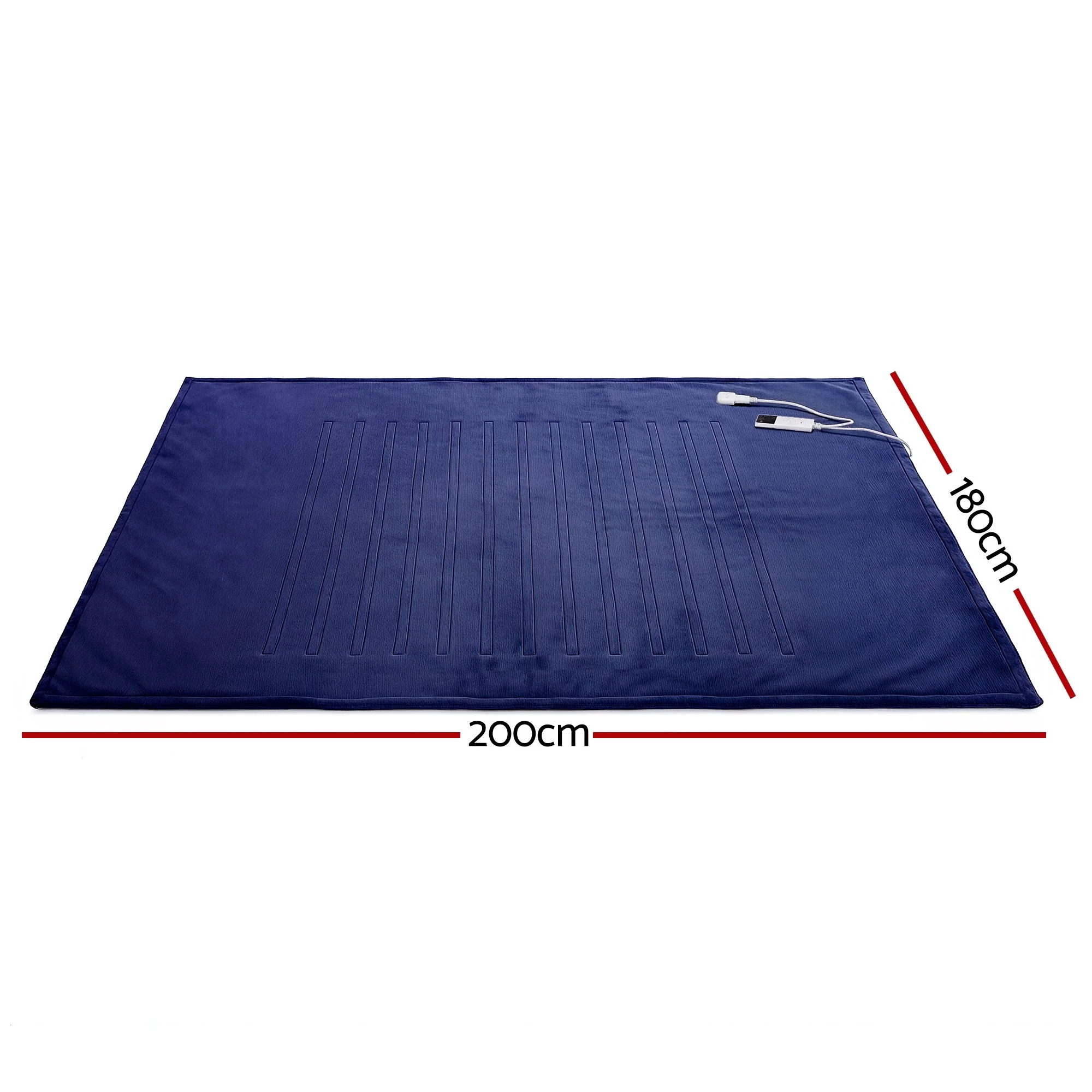 Giselle Electric Throw Rug Double Size 200x180cm Coral Fleece Heated Blanket (Navy Blue) - Image 3