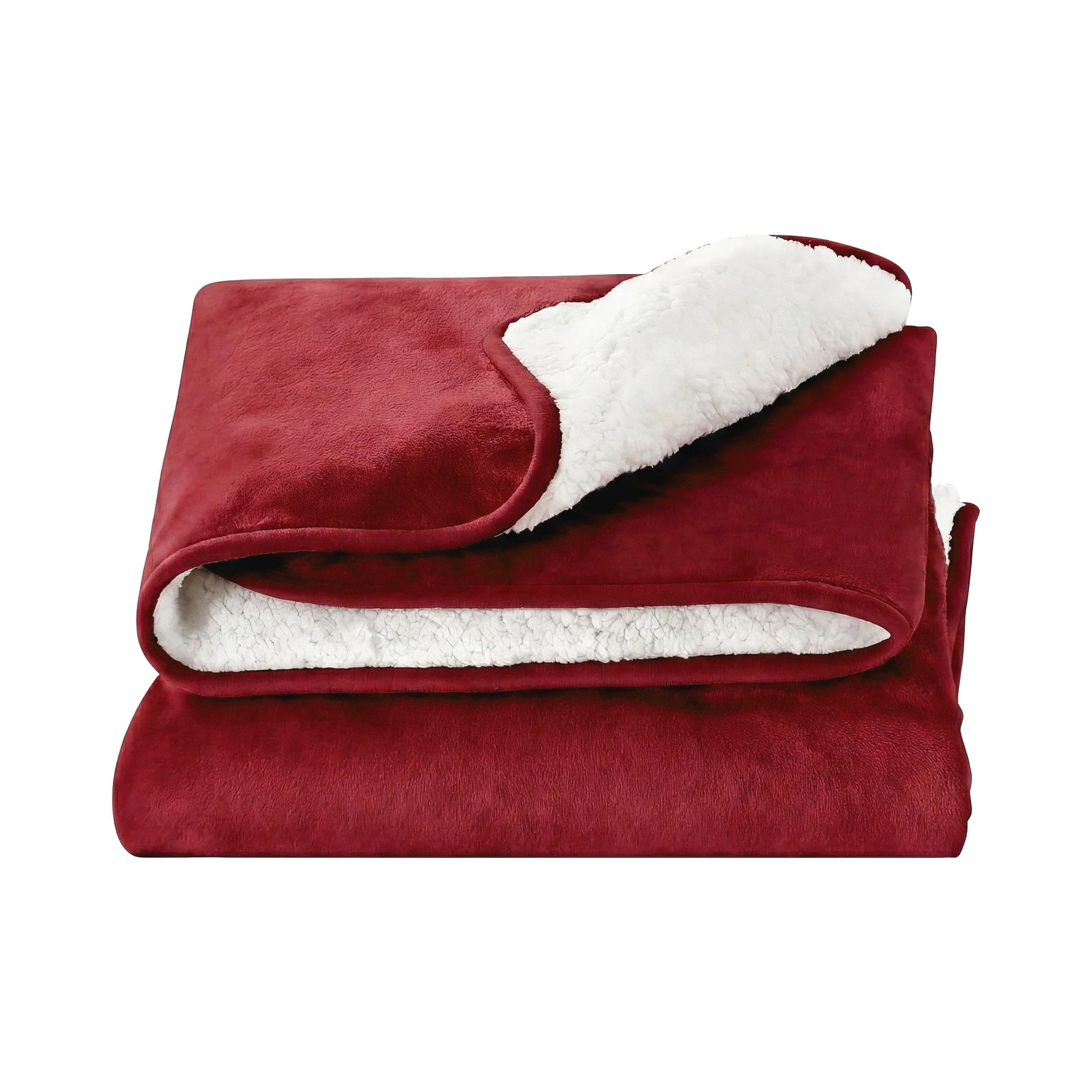Giselle Electric Throw Rug Dual Side Fleece Flannel Heated Blanket (Burgundy) - Image 4