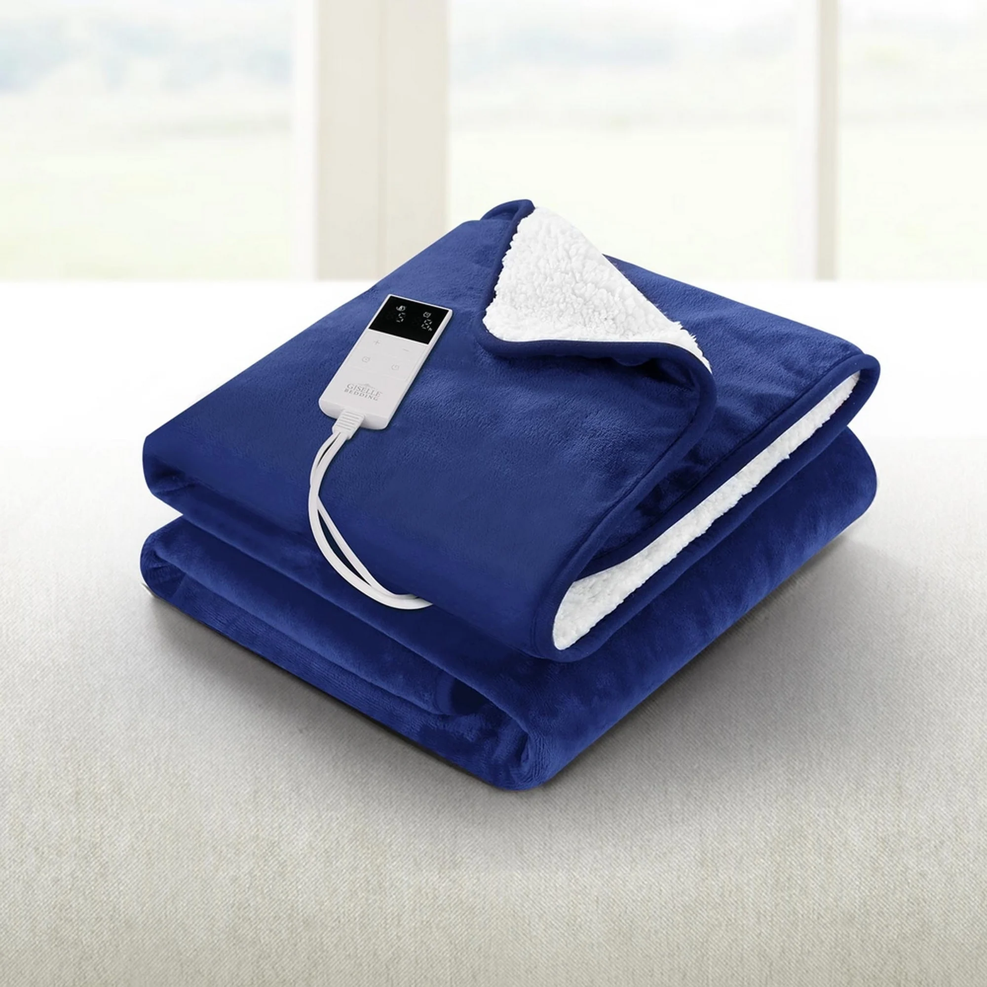 Giselle Electric Throw Rug Heated Blanket Double Sided (Blue) - Image 2