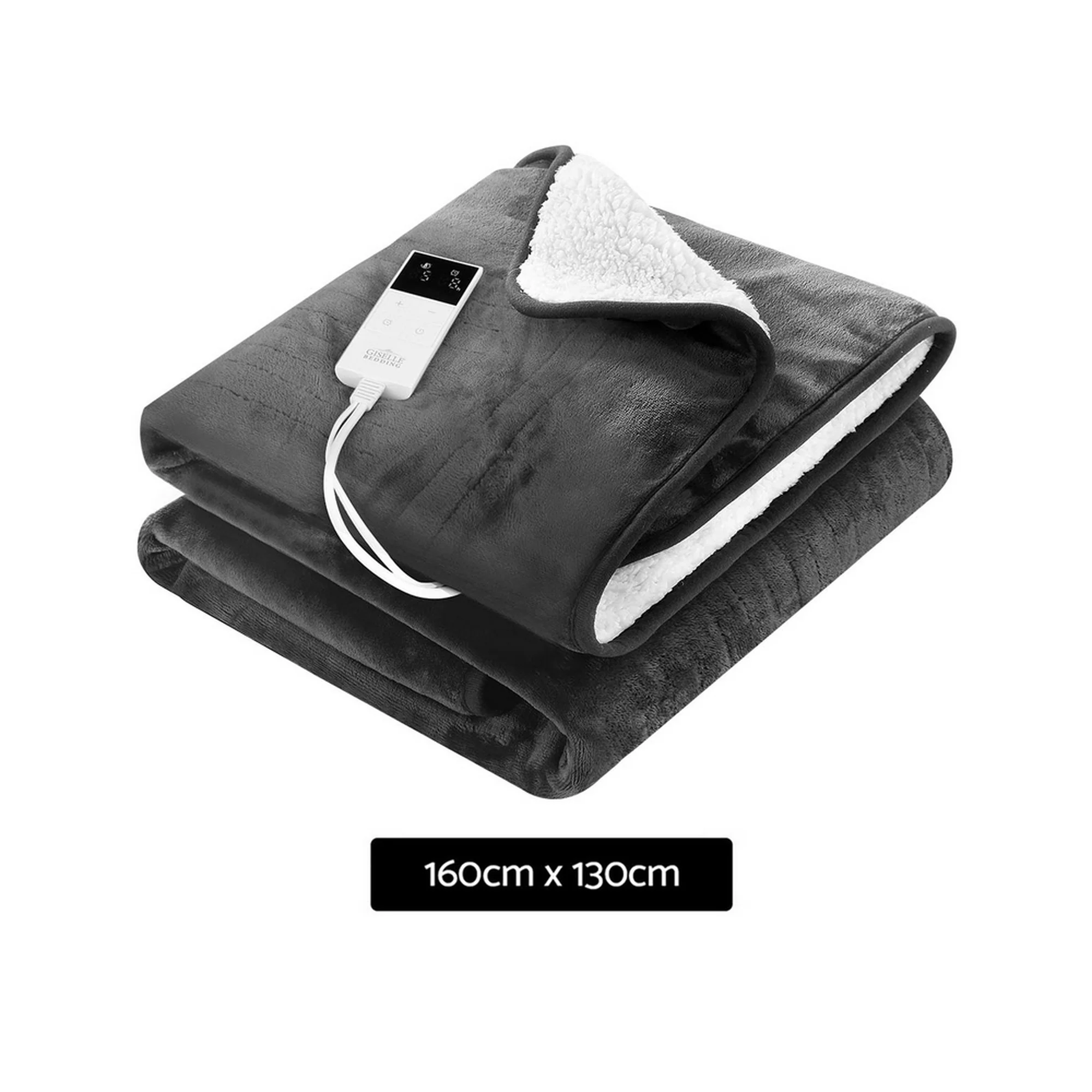 Giselle Electric Throw Rug Heated Blanket Double Sided (Grey) - Image 3