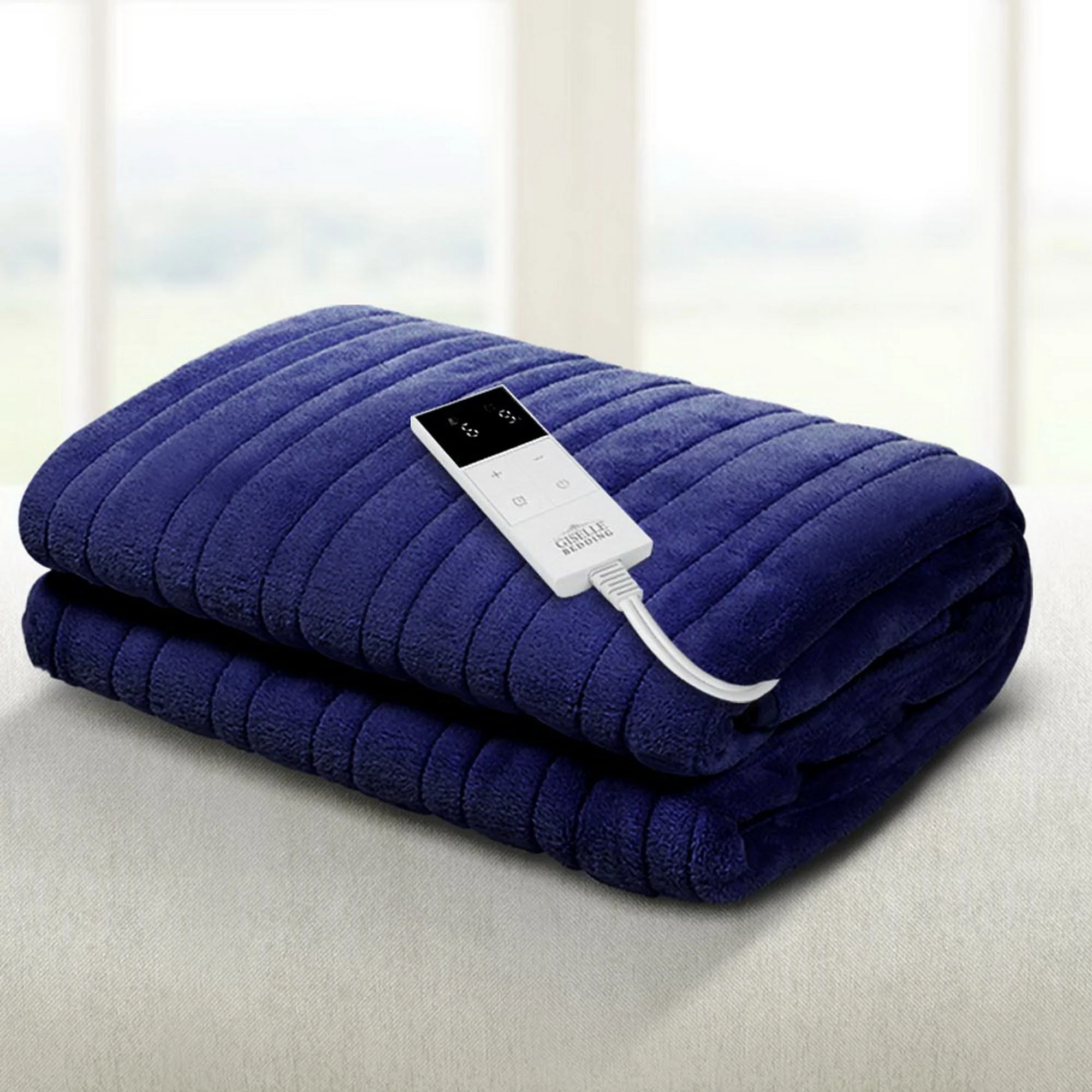 Giselle Electric Throw Rug Heated Blanket Fleece (Blue) - Image 2