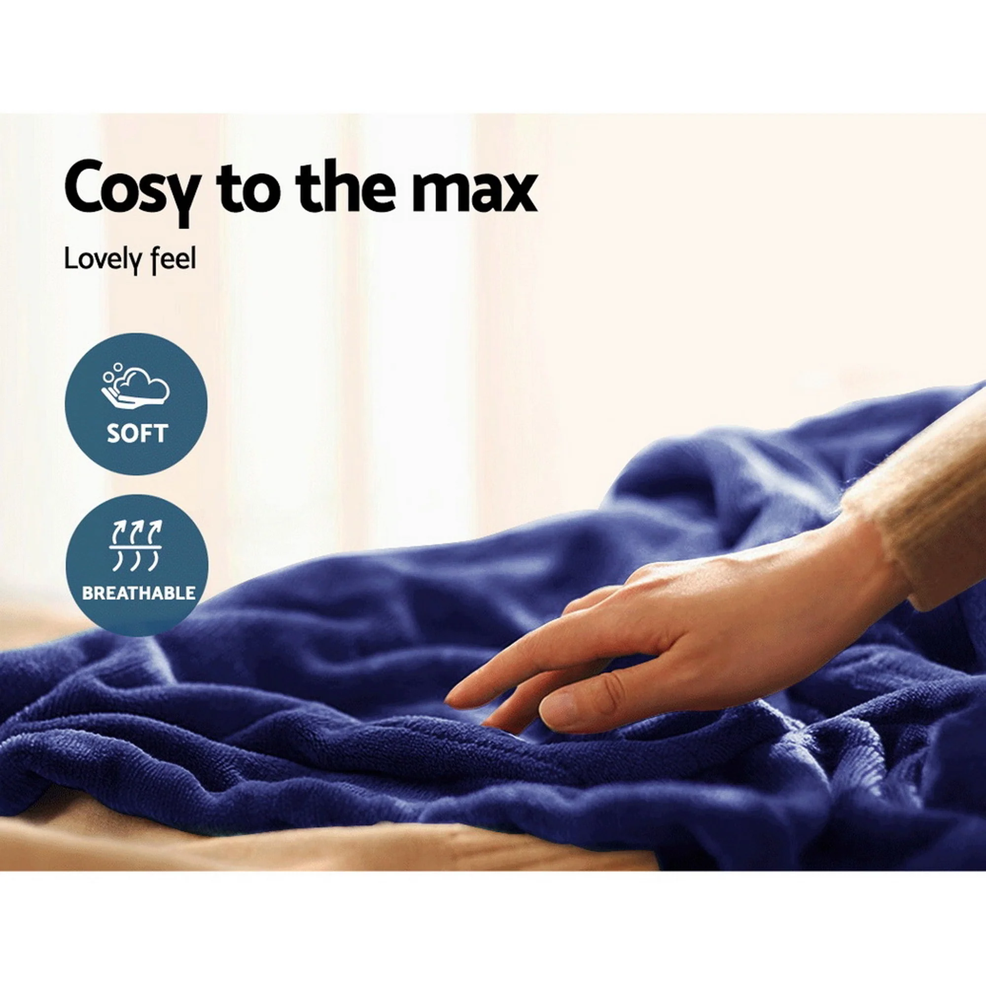Giselle Electric Throw Rug Heated Blanket Fleece (Blue) - Image 7