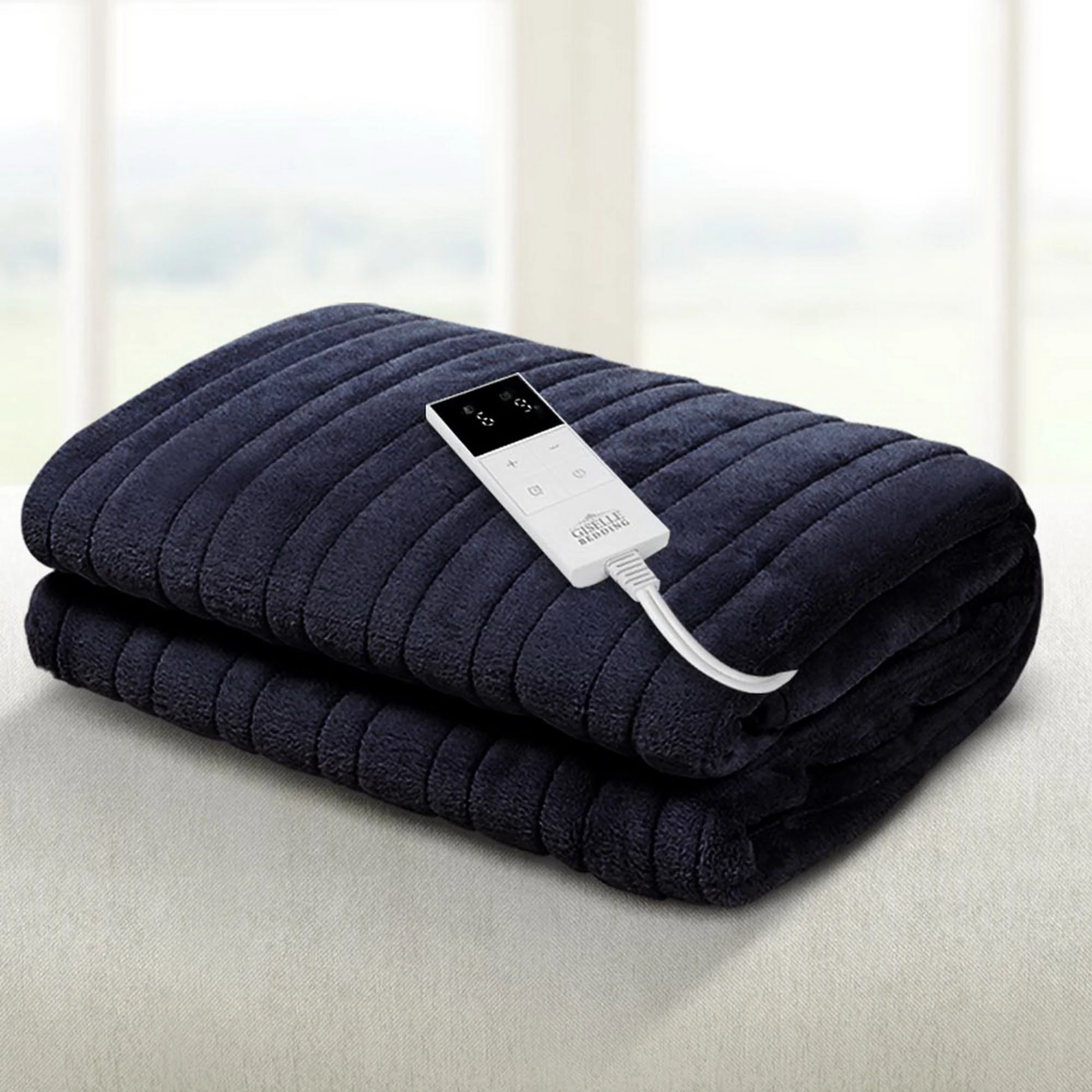 Giselle Electric Throw Rug Heated Blanket Fleece (Charcoal) - Image 2