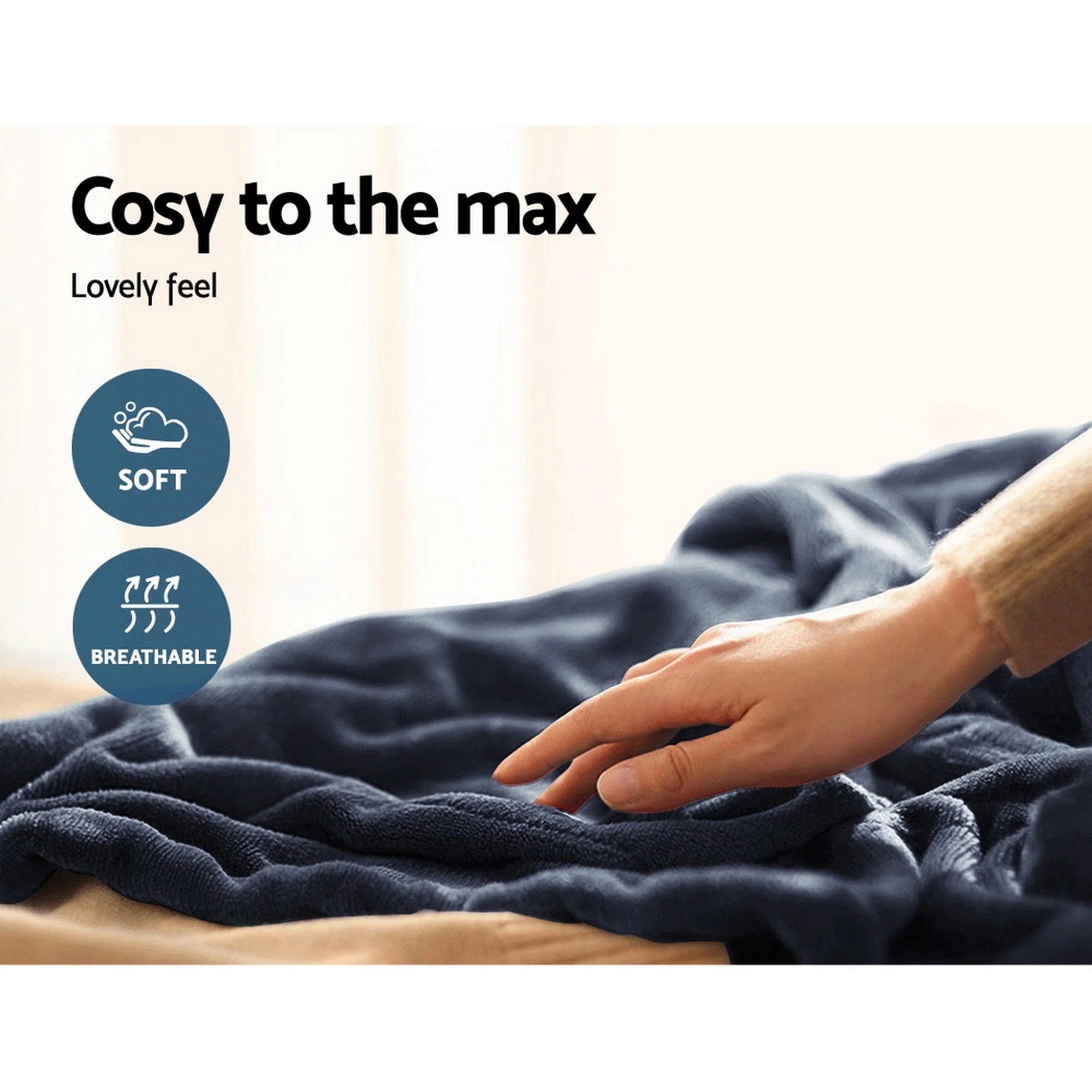 Giselle Electric Throw Rug Heated Blanket Fleece (Charcoal) - Image 7