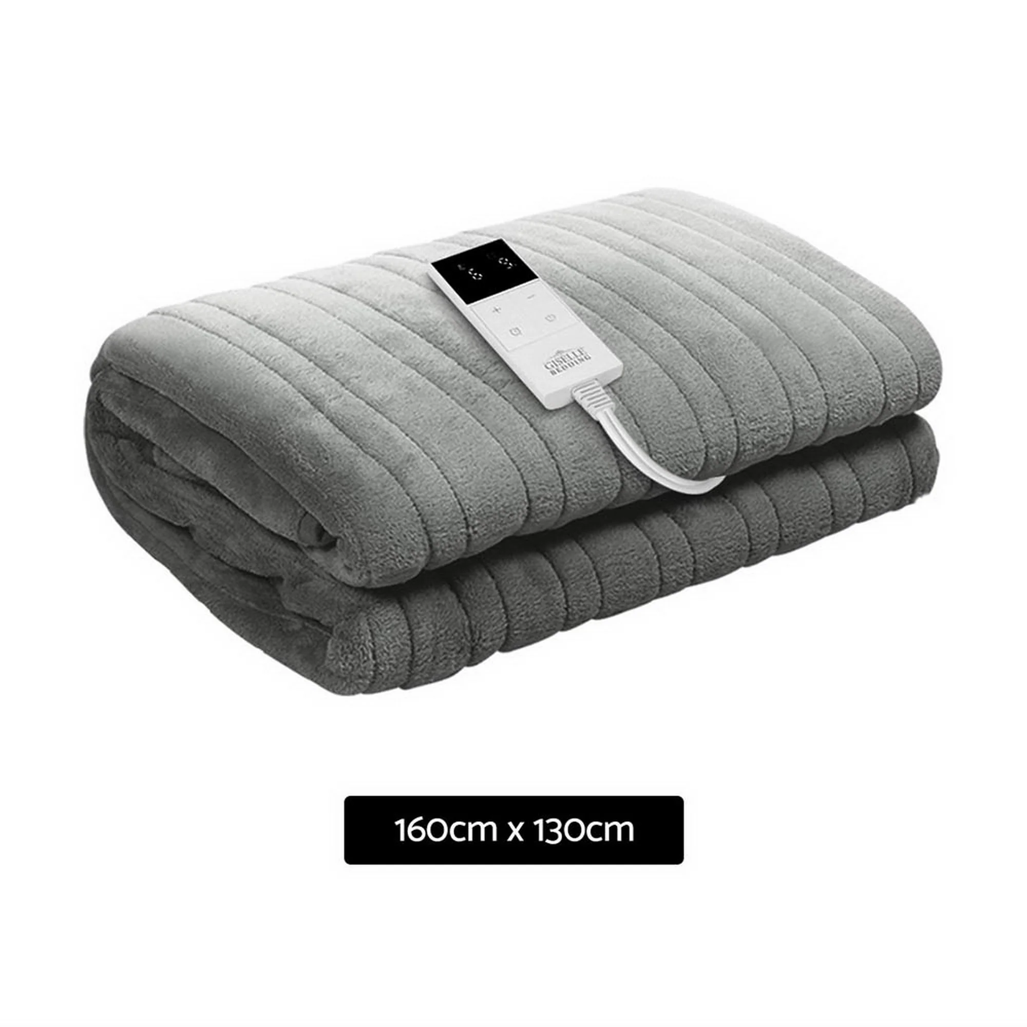 Giselle Electric Throw Rug Heated Blanket Fleece (Grey) - Image 3