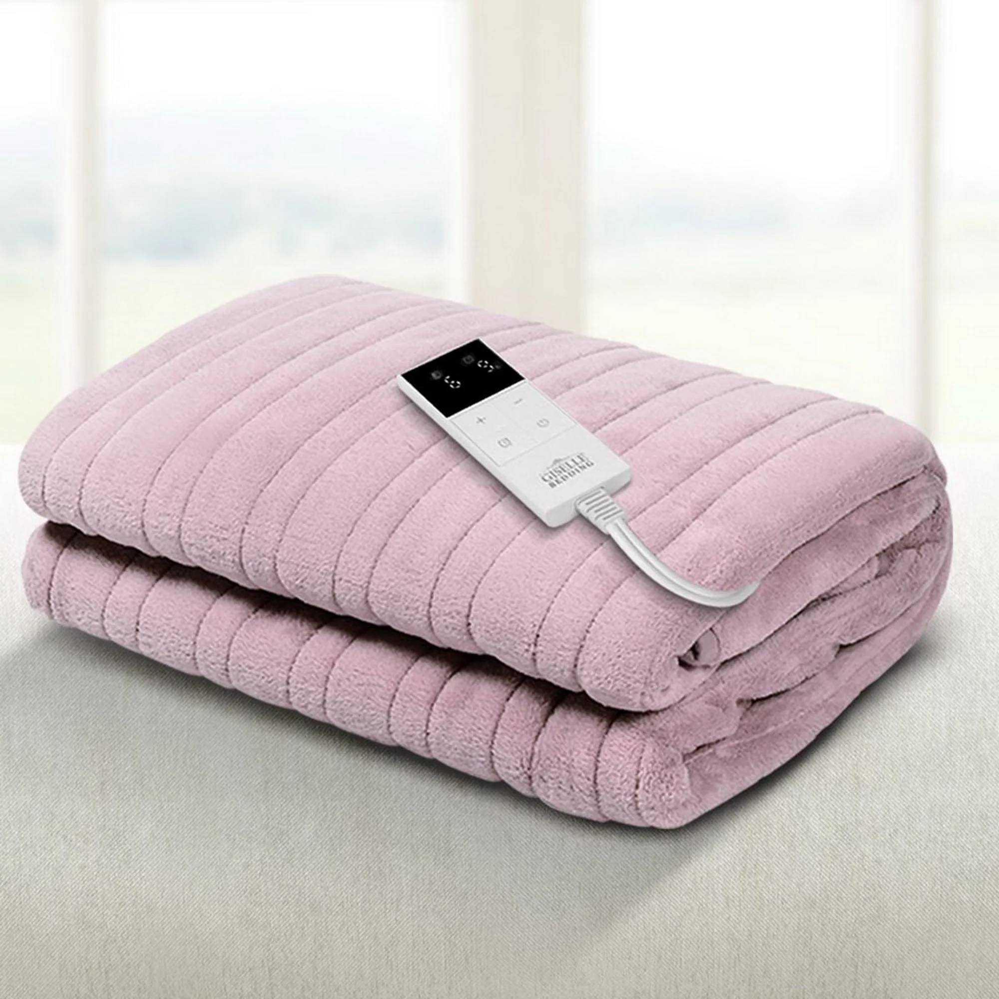 Giselle Electric Throw Rug Heated Blanket Fleece (Pink) - Image 2