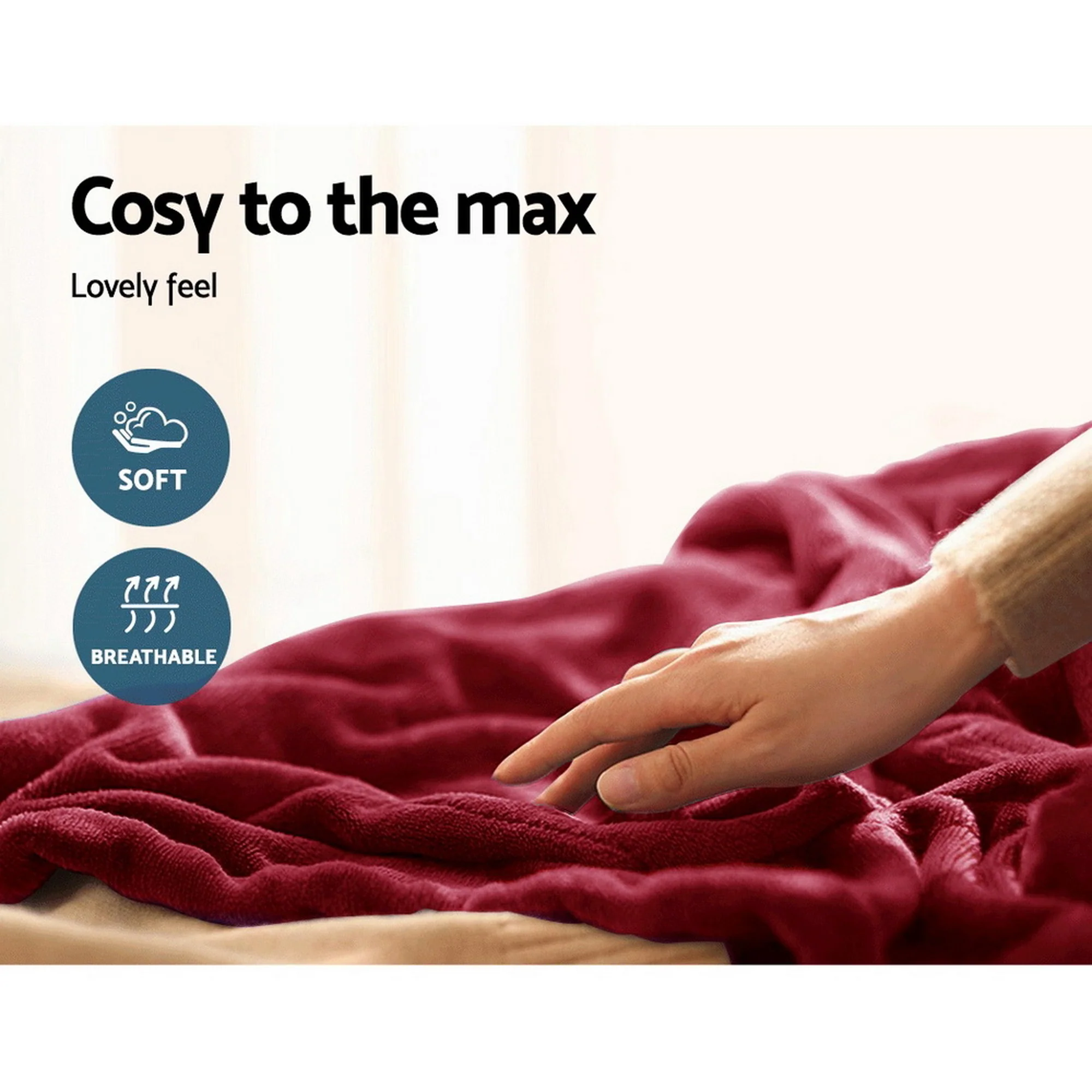 Giselle Electric Throw Rug Heated Blanket Fleece (Red) - Image 7