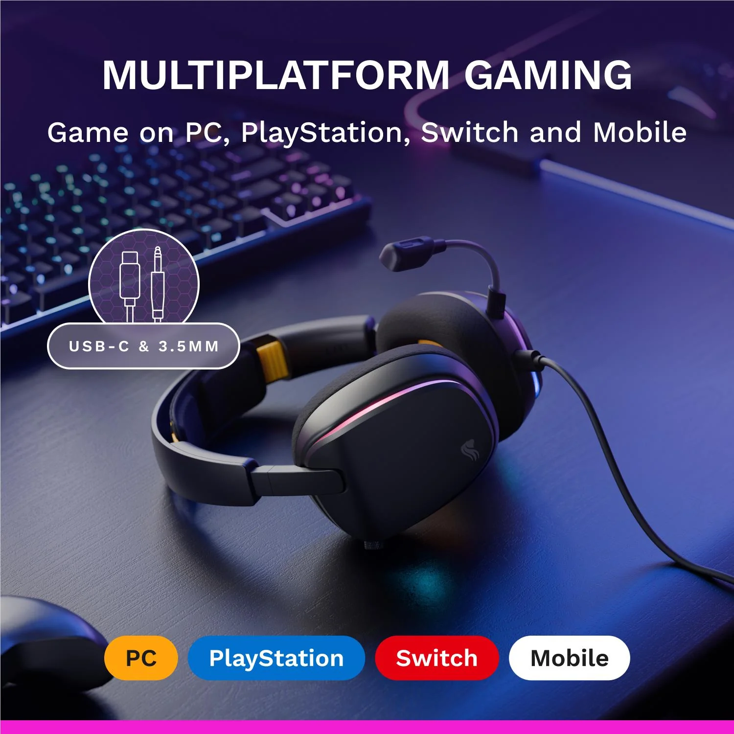 Glorious GHS Eternal RGB Stereo RGB Gaming Headset for PS5, PS4, Switch and PC (Black) - Image 10