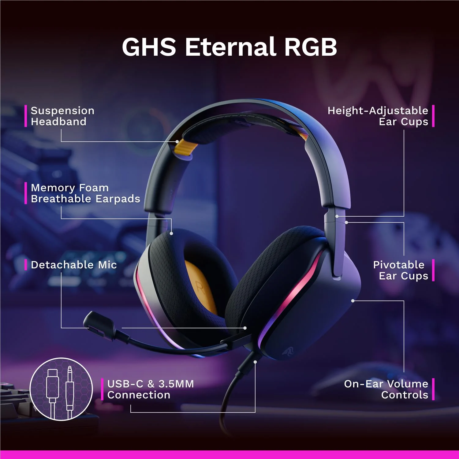 Glorious GHS Eternal RGB Stereo RGB Gaming Headset for PS5, PS4, Switch and PC (Black) - Image 11