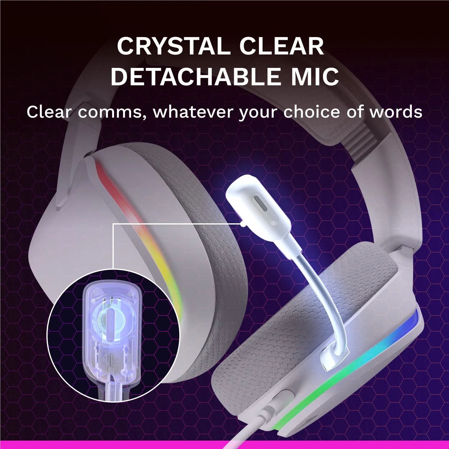 Glorious GHS Eternal RGB Stereo RGB Gaming Headset for PS5, PS4, Switch and PC (White) - Image 6