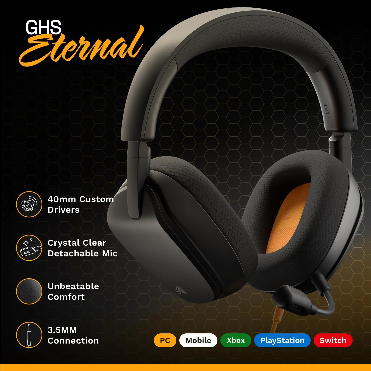 Glorious GHS Eternal Stereo Gaming Headset for PS5, PS4, Xbox, Switch and PC (Black) - Image 4
