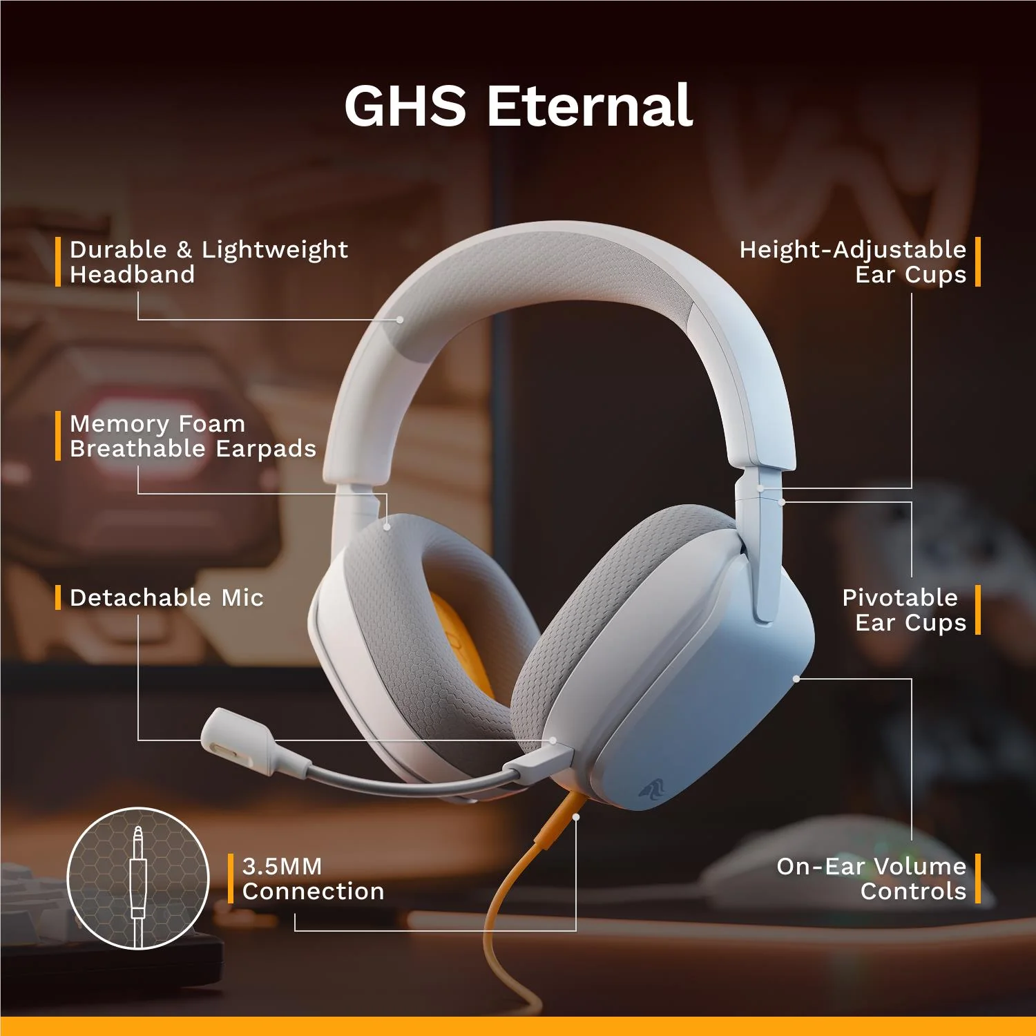 Glorious GHS Eternal Stereo Gaming Headset for PS5, PS4, Xbox, Switch and PC (White) - Image 10