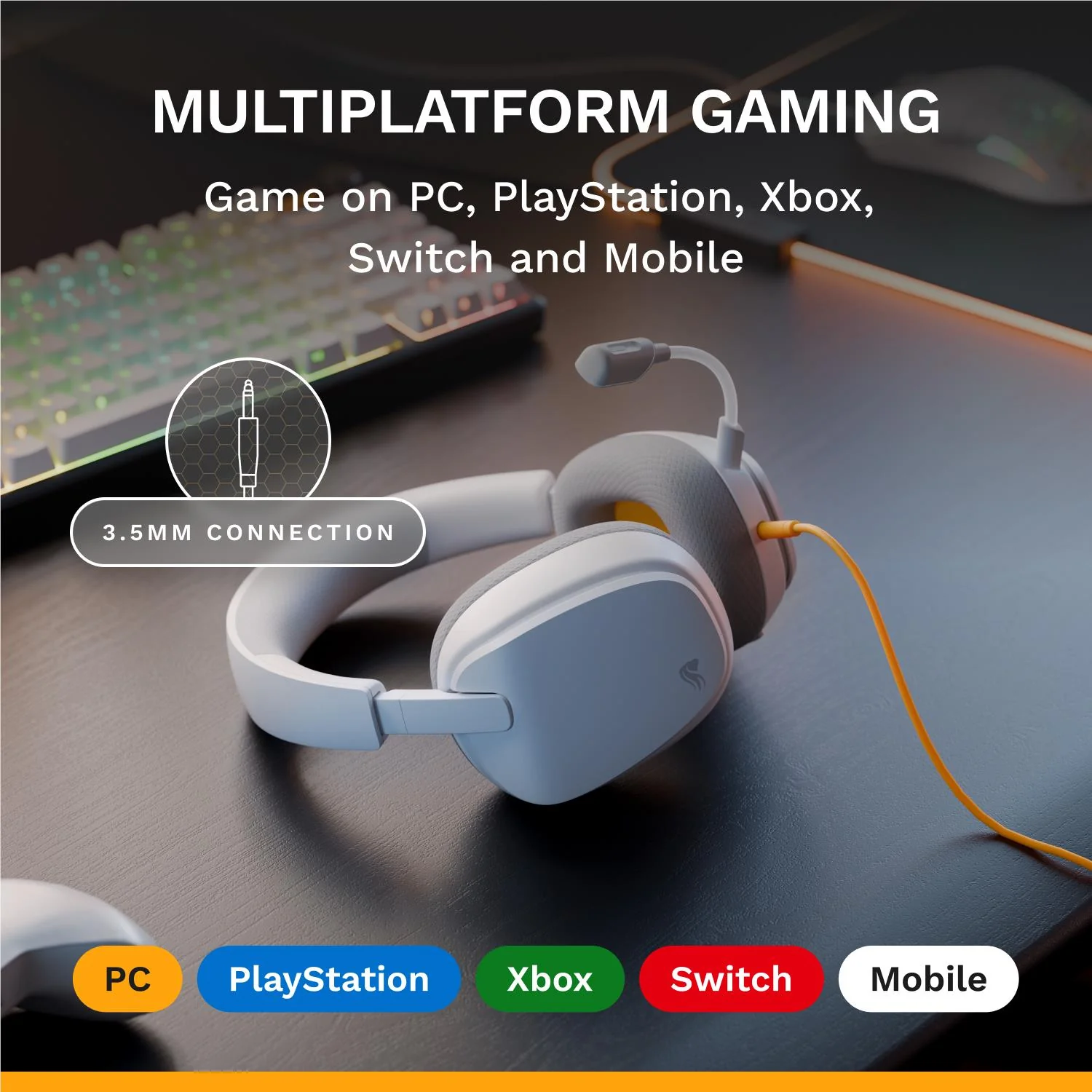 Glorious GHS Eternal Stereo Gaming Headset for PS5, PS4, Xbox, Switch and PC (White) - Image 9