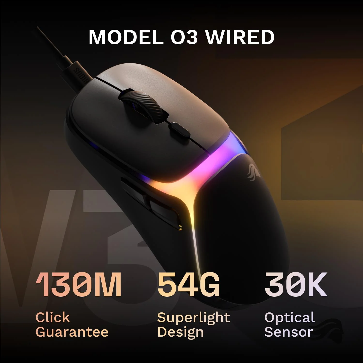 Glorious Model O3 Wired Gaming Mouse (Black) - Image 6