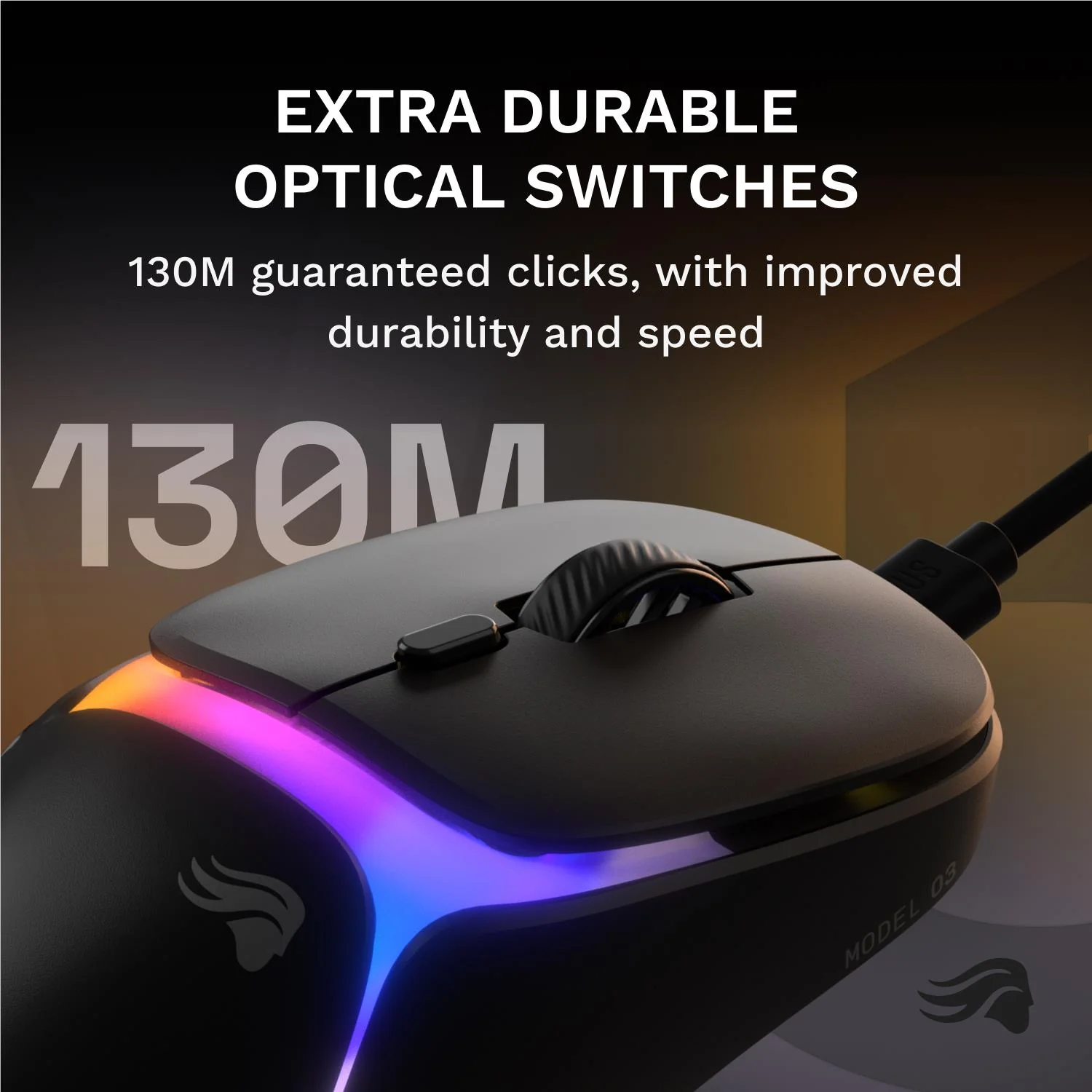 Glorious Model O3 Wired Gaming Mouse (Black) - Image 8