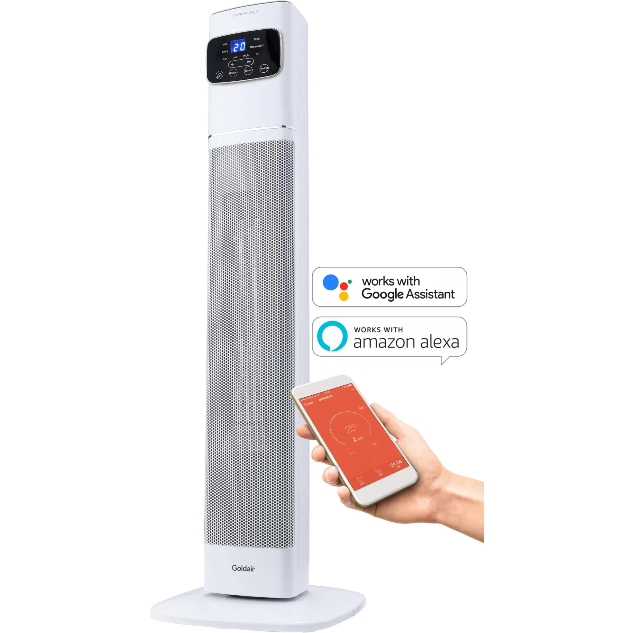 Goldair Smart 2400W Ceramic Tower Heater w/ Wi-Fi - Image 2